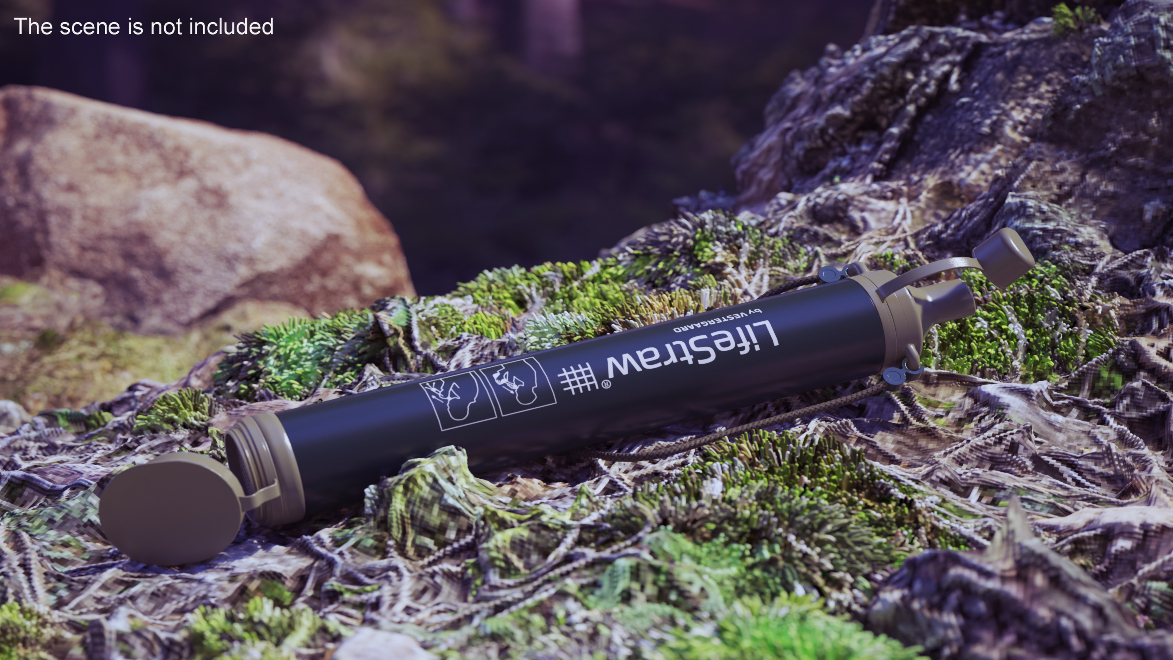 3D LifeStraw Water Filter Green Open model