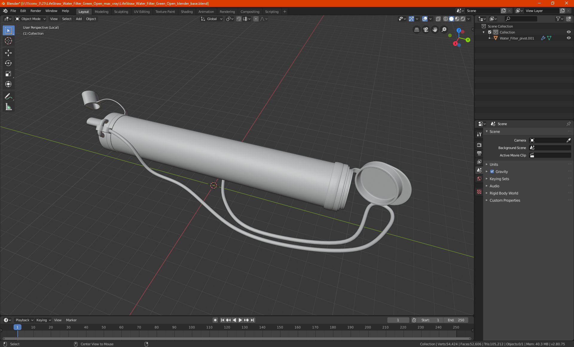 3D LifeStraw Water Filter Green Open model