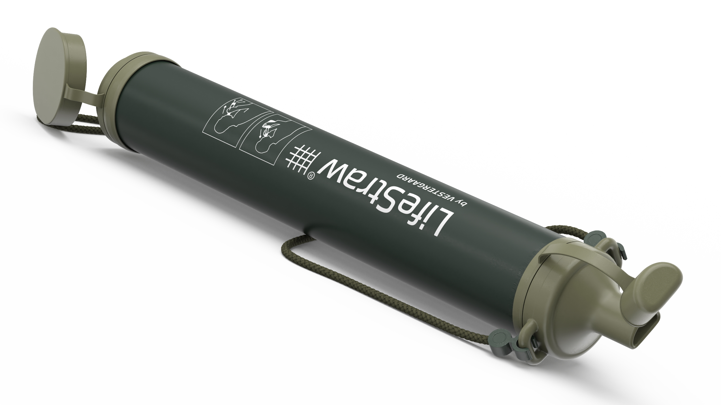 3D LifeStraw Water Filter Green Open model