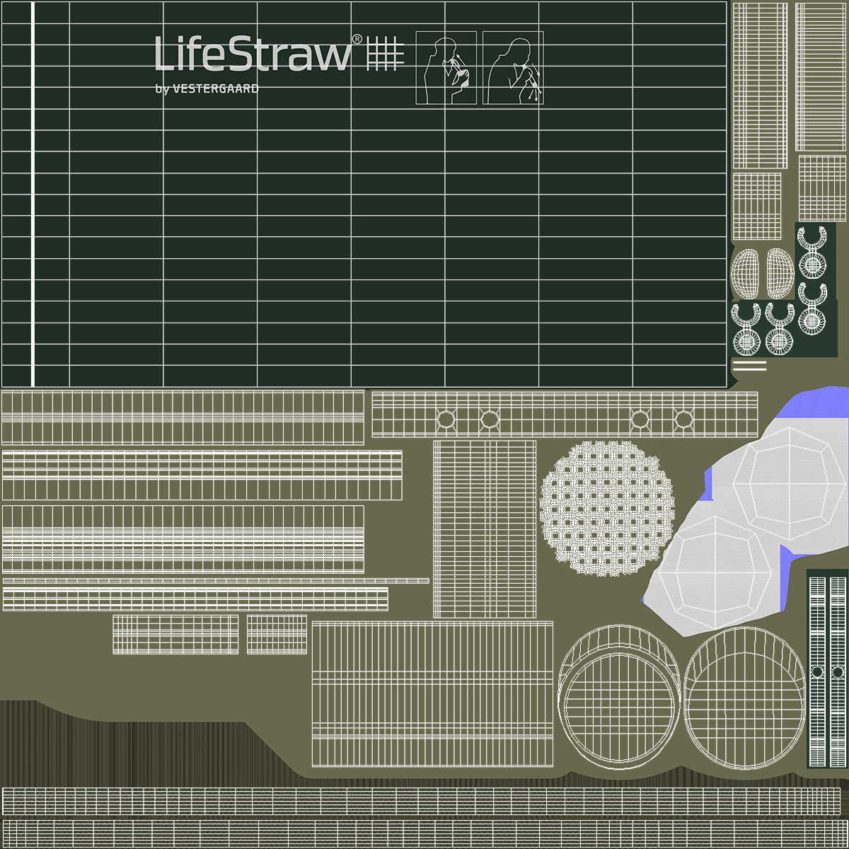 3D LifeStraw Water Filter Green Open model