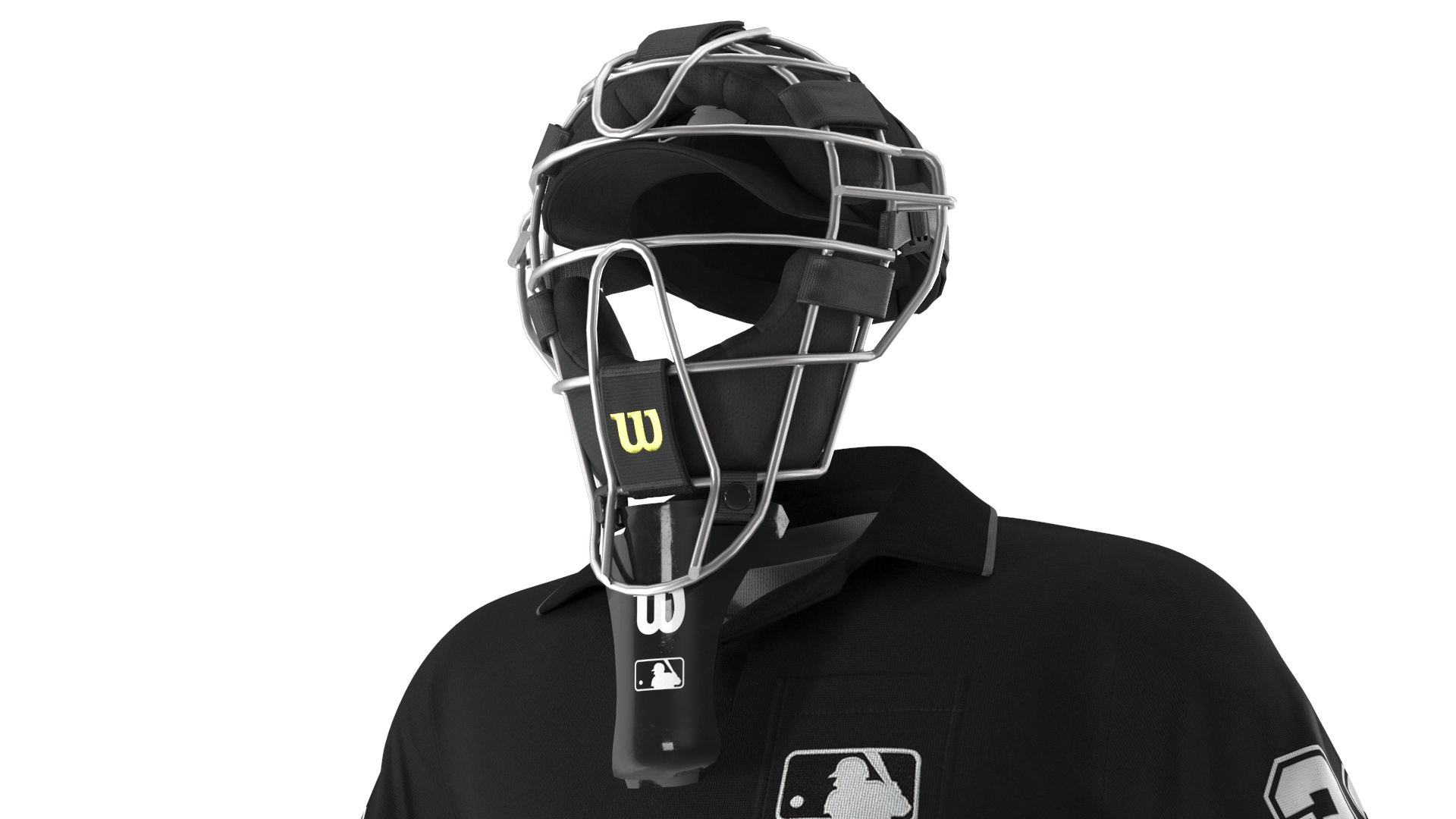 Uniform for Baseball Umpire with Mask 3D