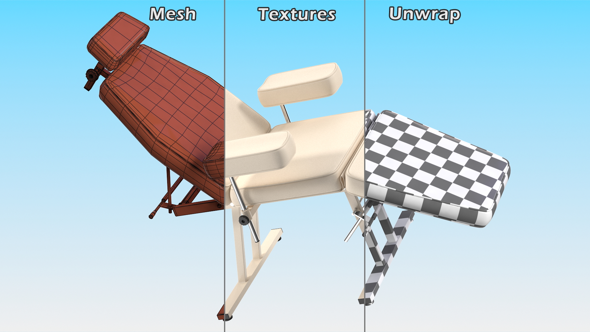 3D Patient Examination Couch Beige