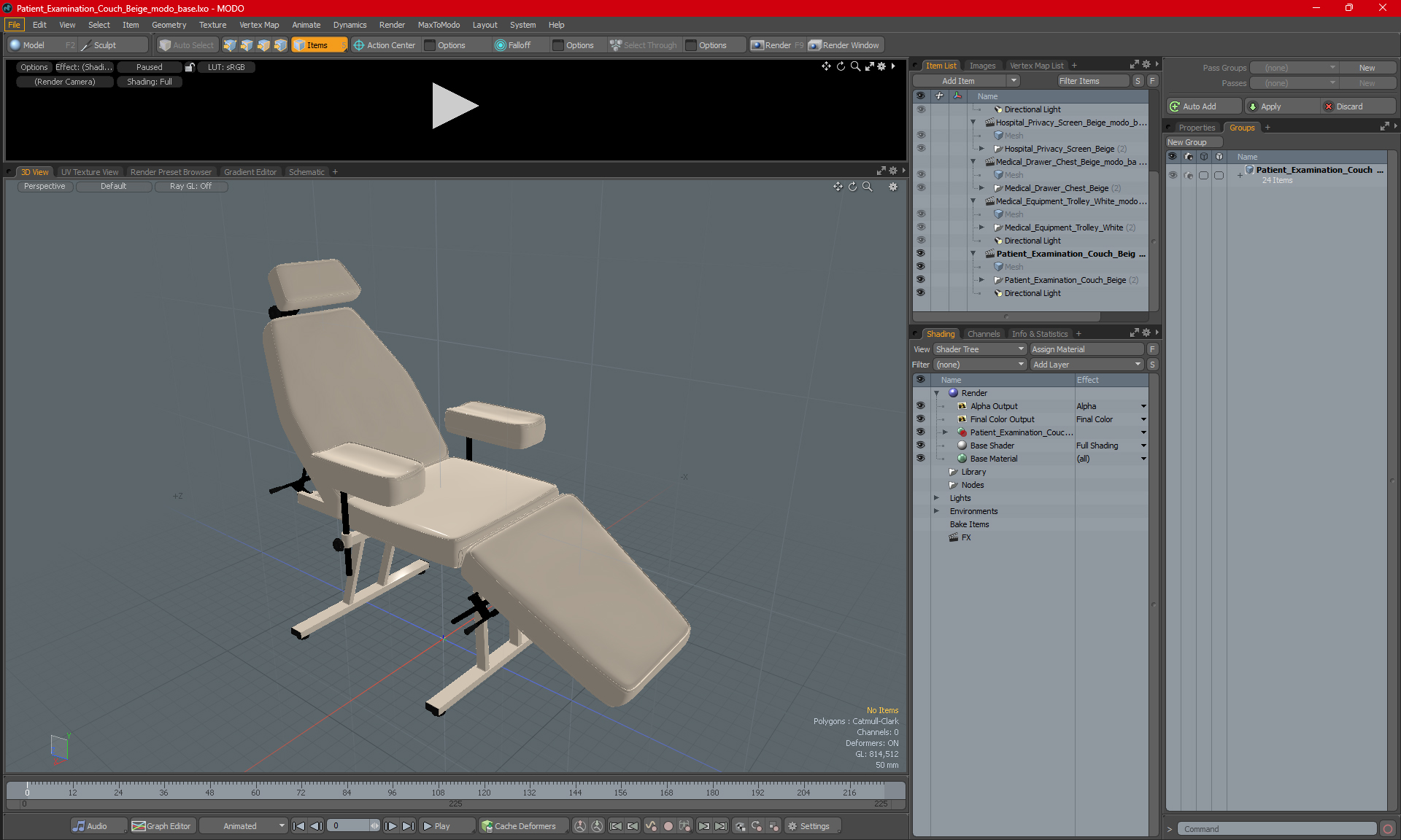 3D Patient Examination Couch Beige