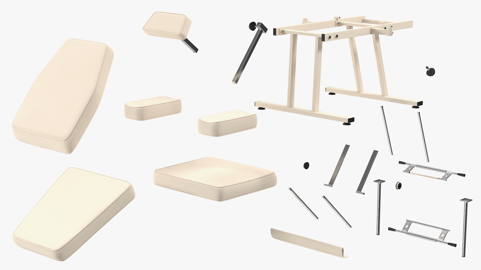 3D Patient Examination Couch Beige