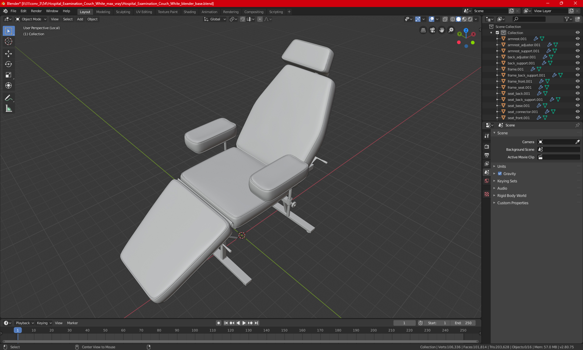 3D Patient Examination Couch Beige