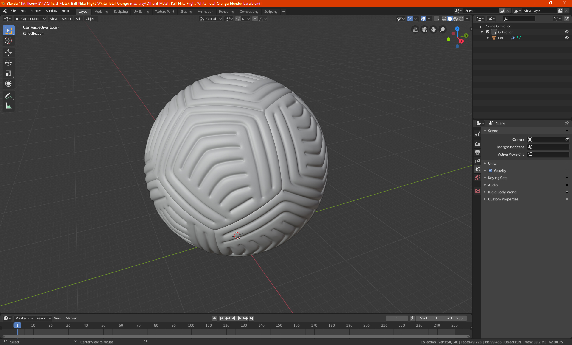 3D model Official Match Ball Nike Flight White Total Orange
