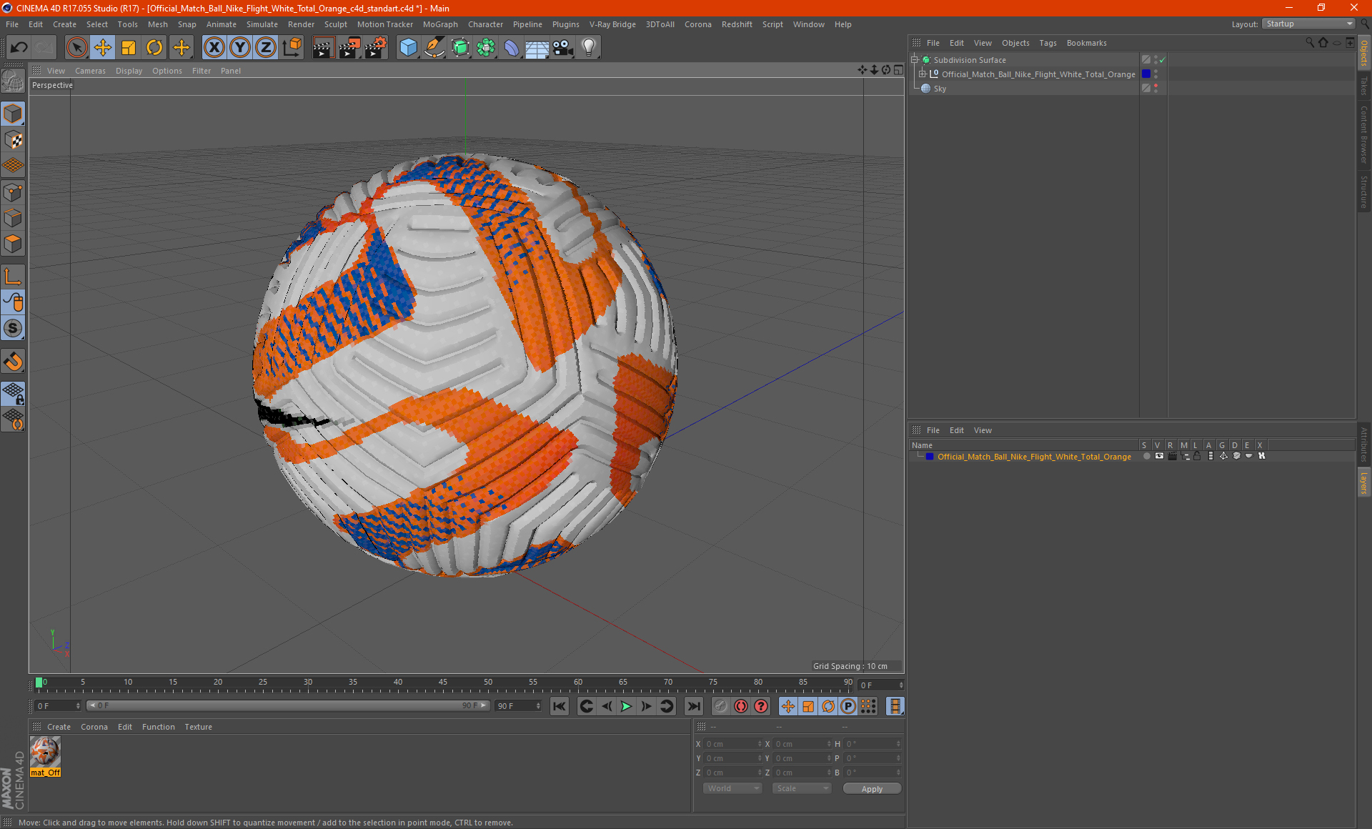 3D model Official Match Ball Nike Flight White Total Orange