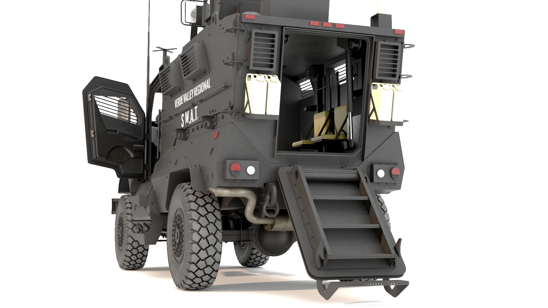 SWAT Vehicle International MaxxPro with Policemen 3D model