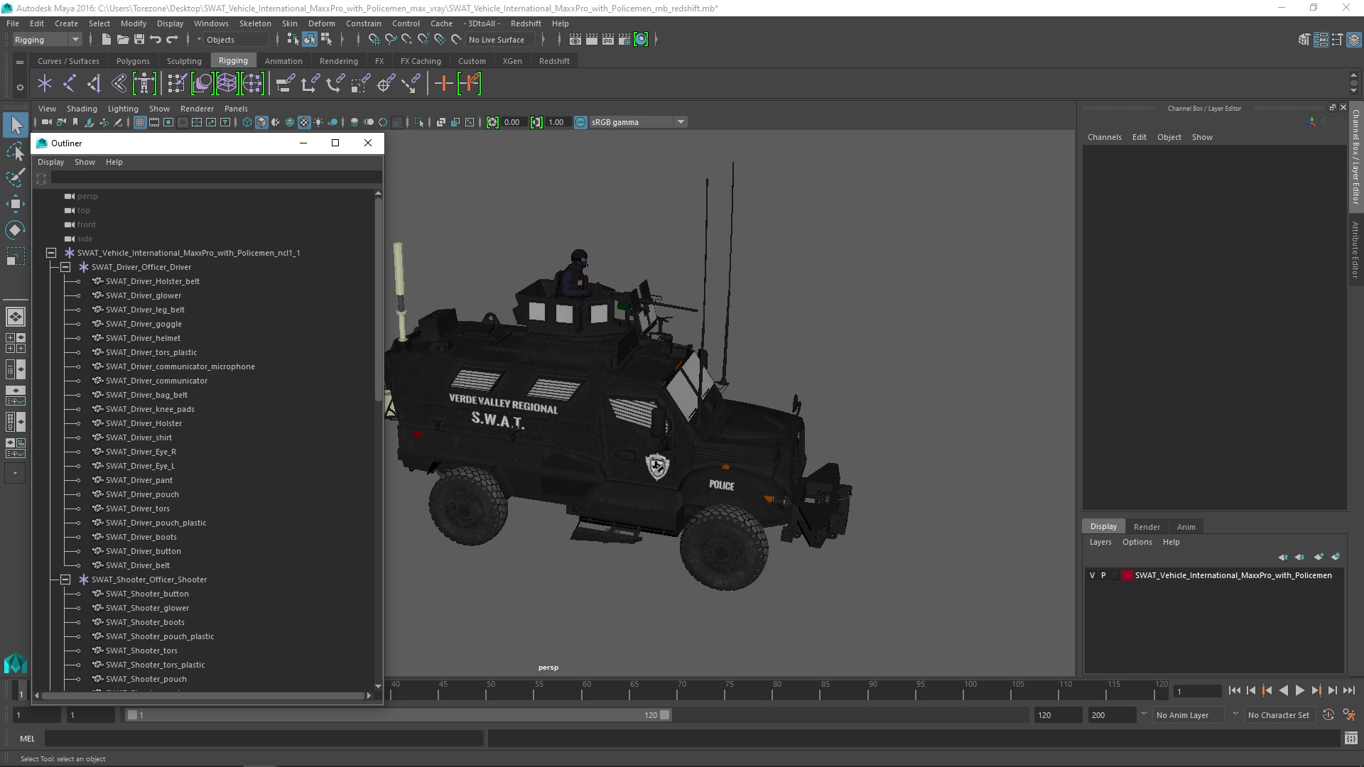 SWAT Vehicle International MaxxPro with Policemen 3D model