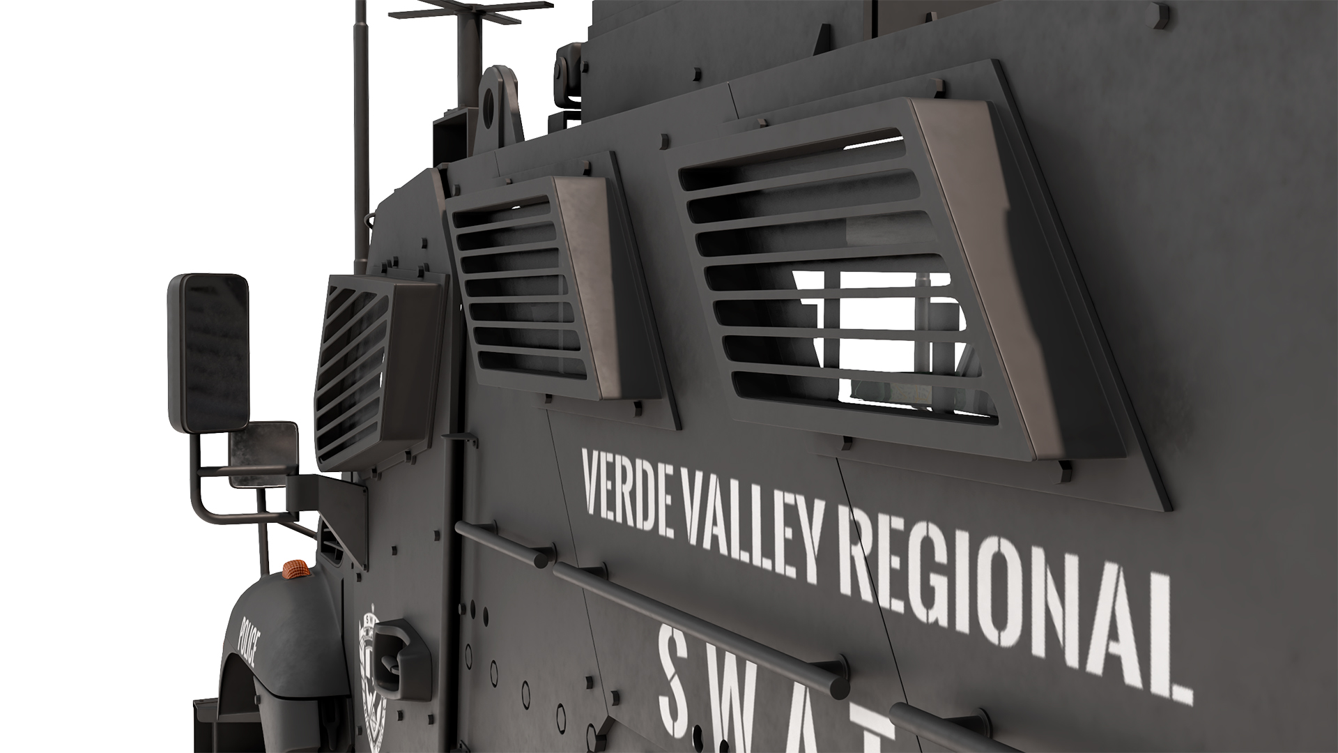 SWAT Vehicle International MaxxPro with Policemen 3D model