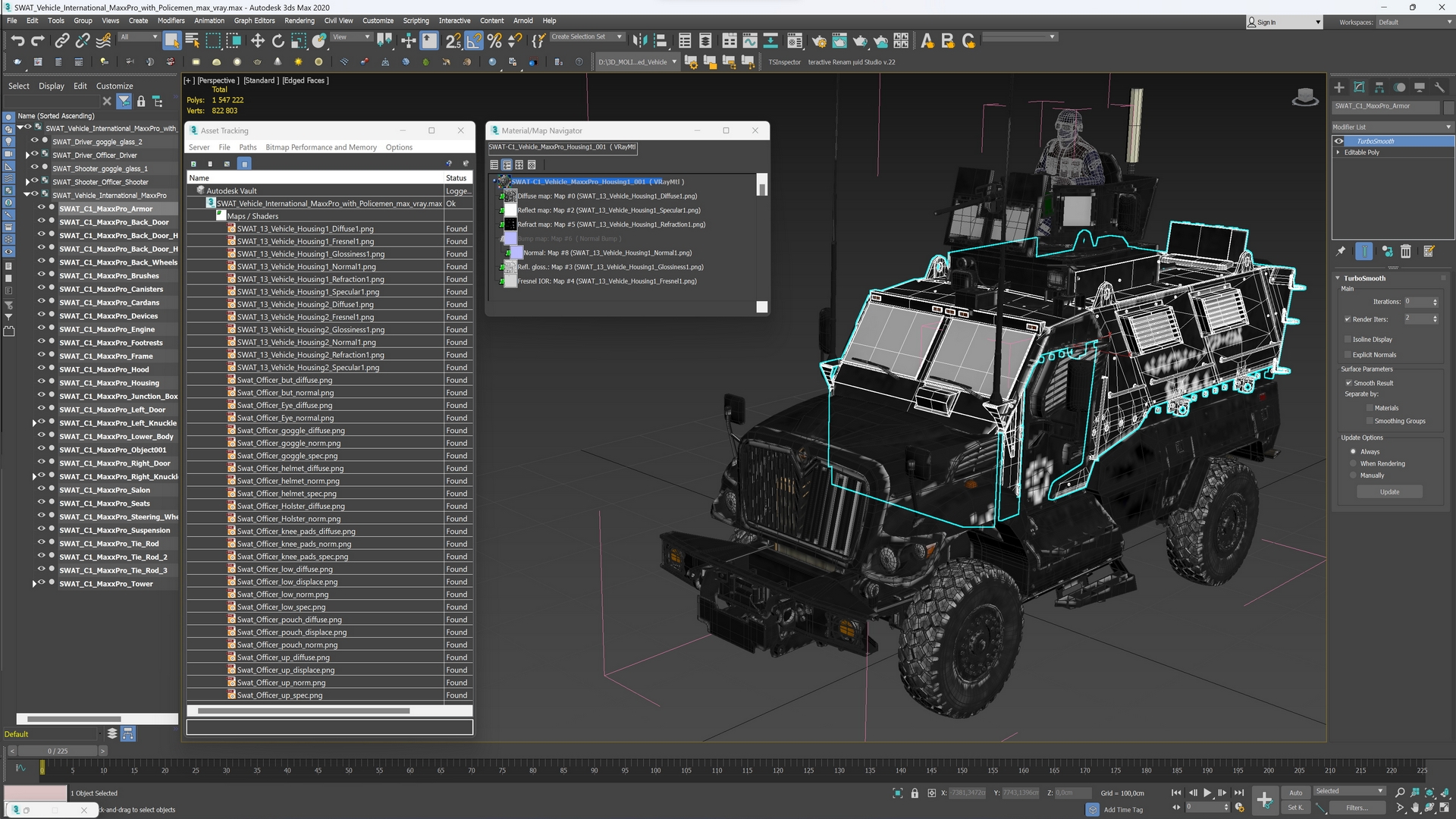 SWAT Vehicle International MaxxPro with Policemen 3D model