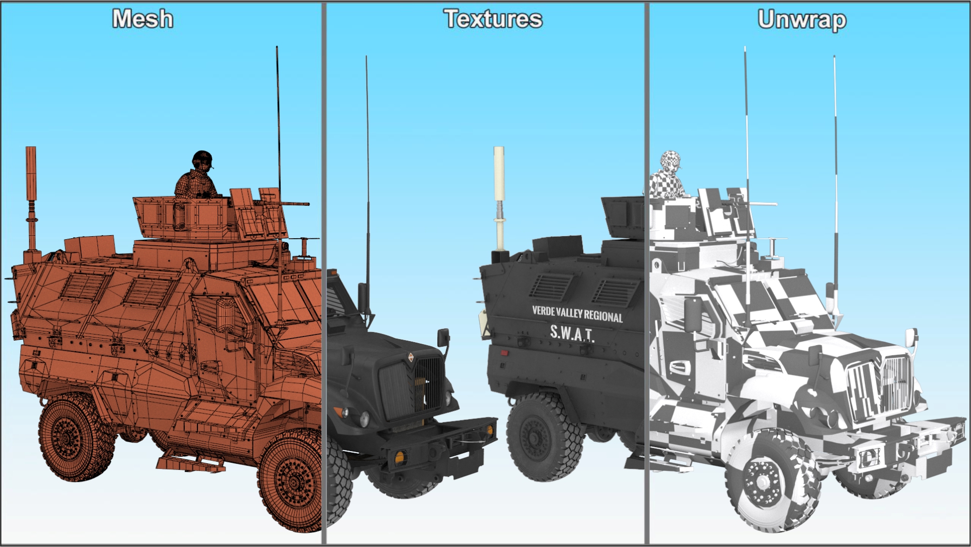 SWAT Vehicle International MaxxPro with Policemen 3D model