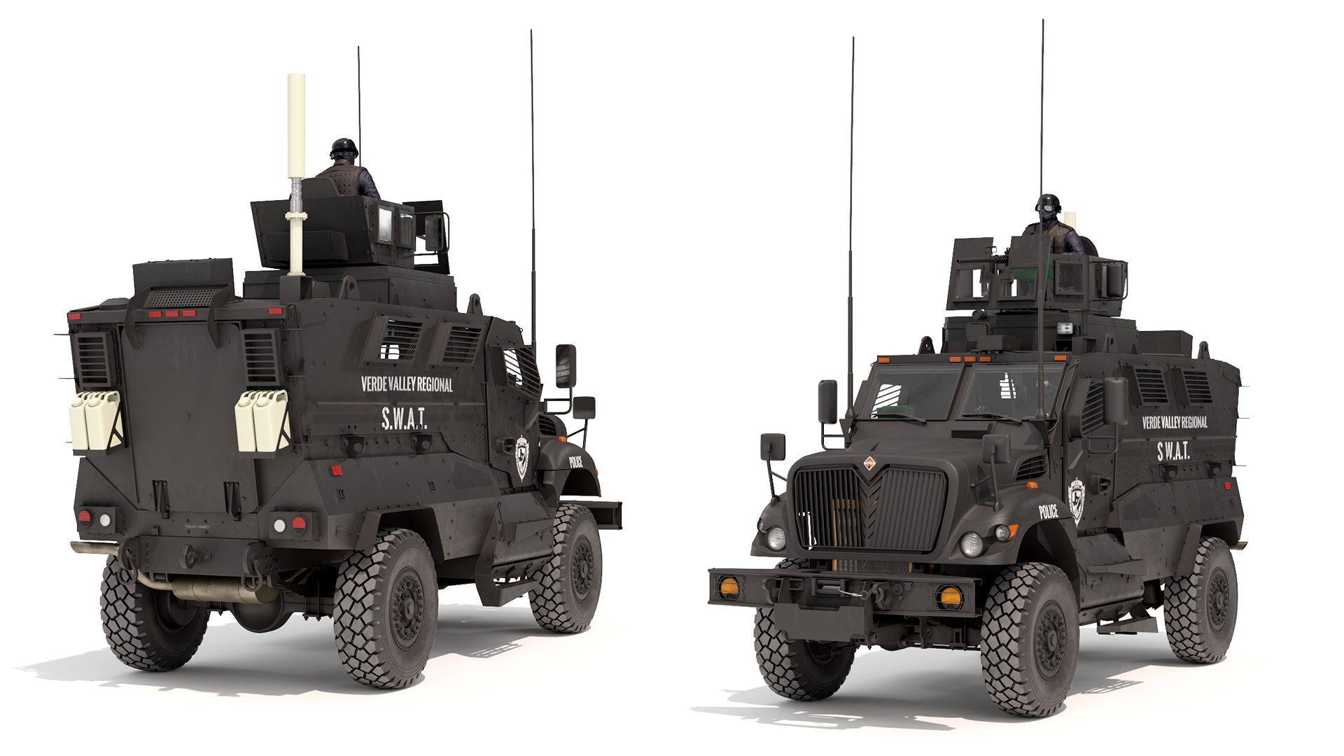 SWAT Vehicle International MaxxPro with Policemen 3D model