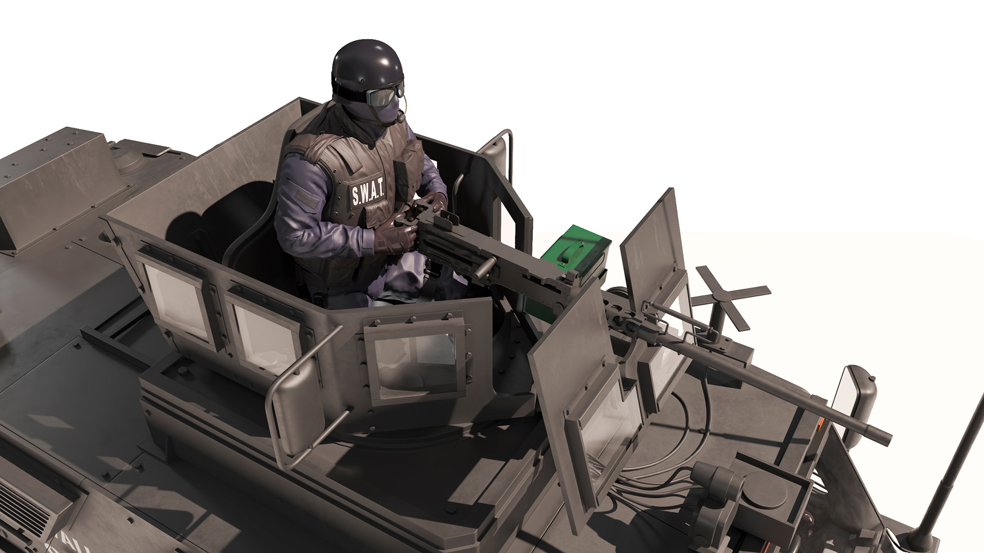SWAT Vehicle International MaxxPro with Policemen 3D model