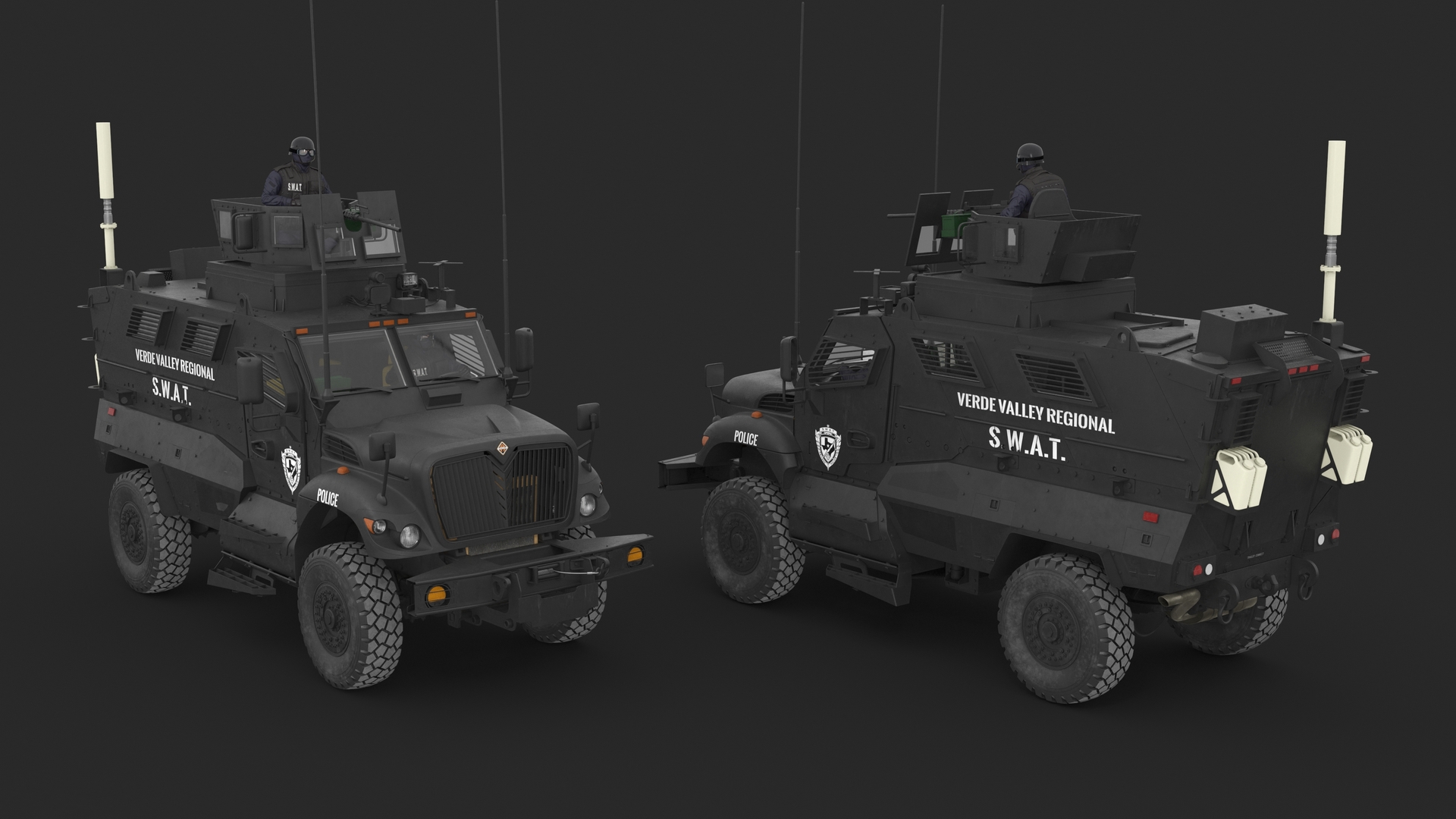 SWAT Vehicle International MaxxPro with Policemen 3D model