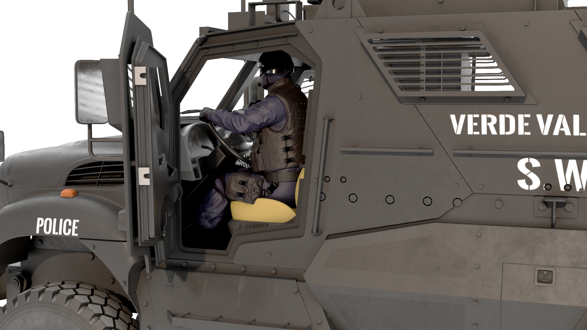 SWAT Vehicle International MaxxPro with Policemen 3D model