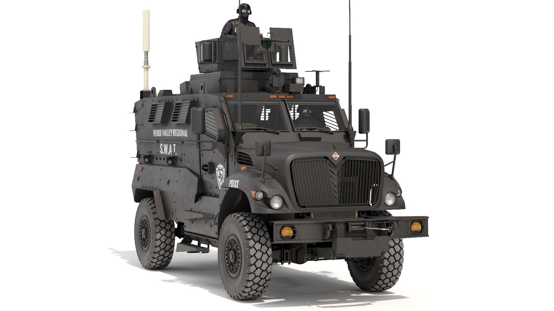 SWAT Vehicle International MaxxPro with Policemen 3D model