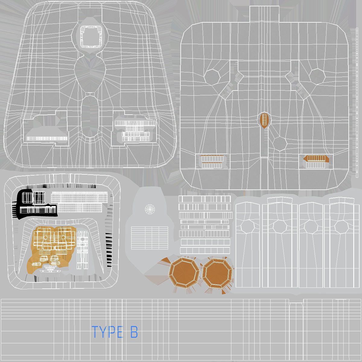 Type B Travel Plug Adapter White 3D