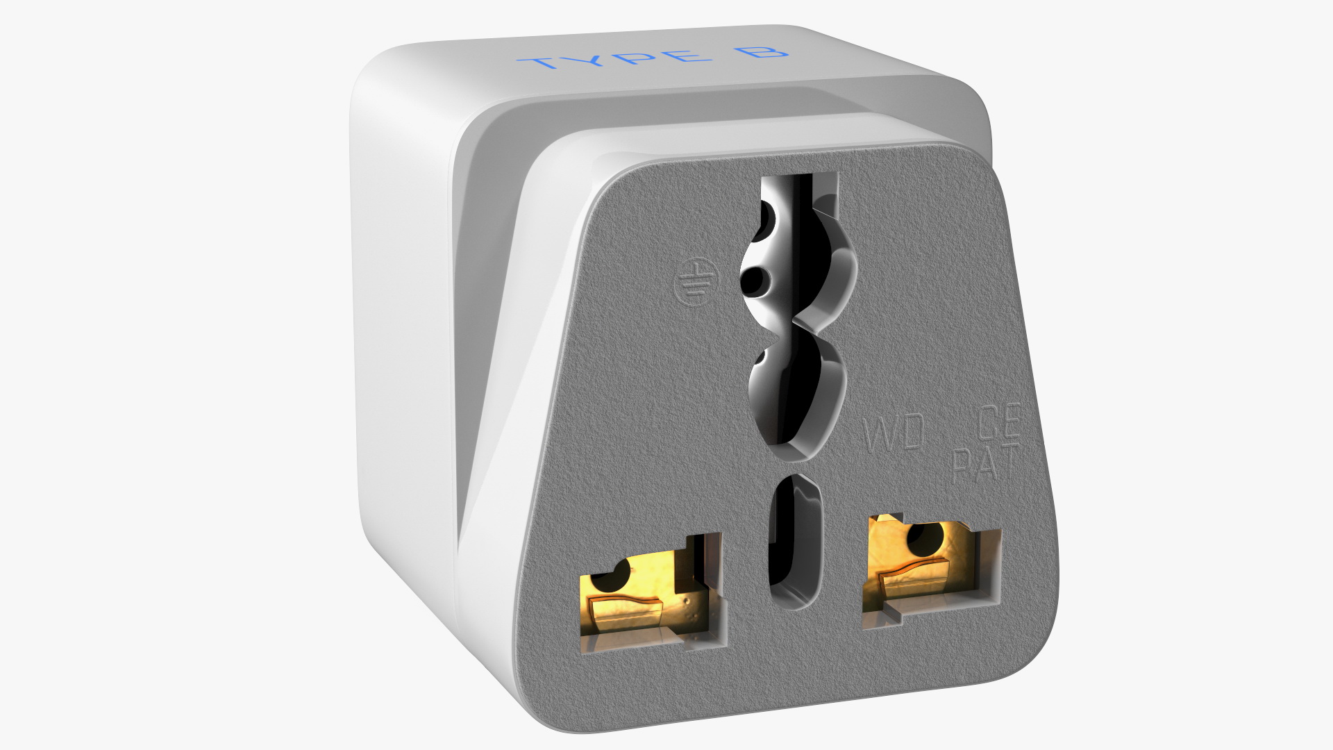 Type B Travel Plug Adapter White 3D