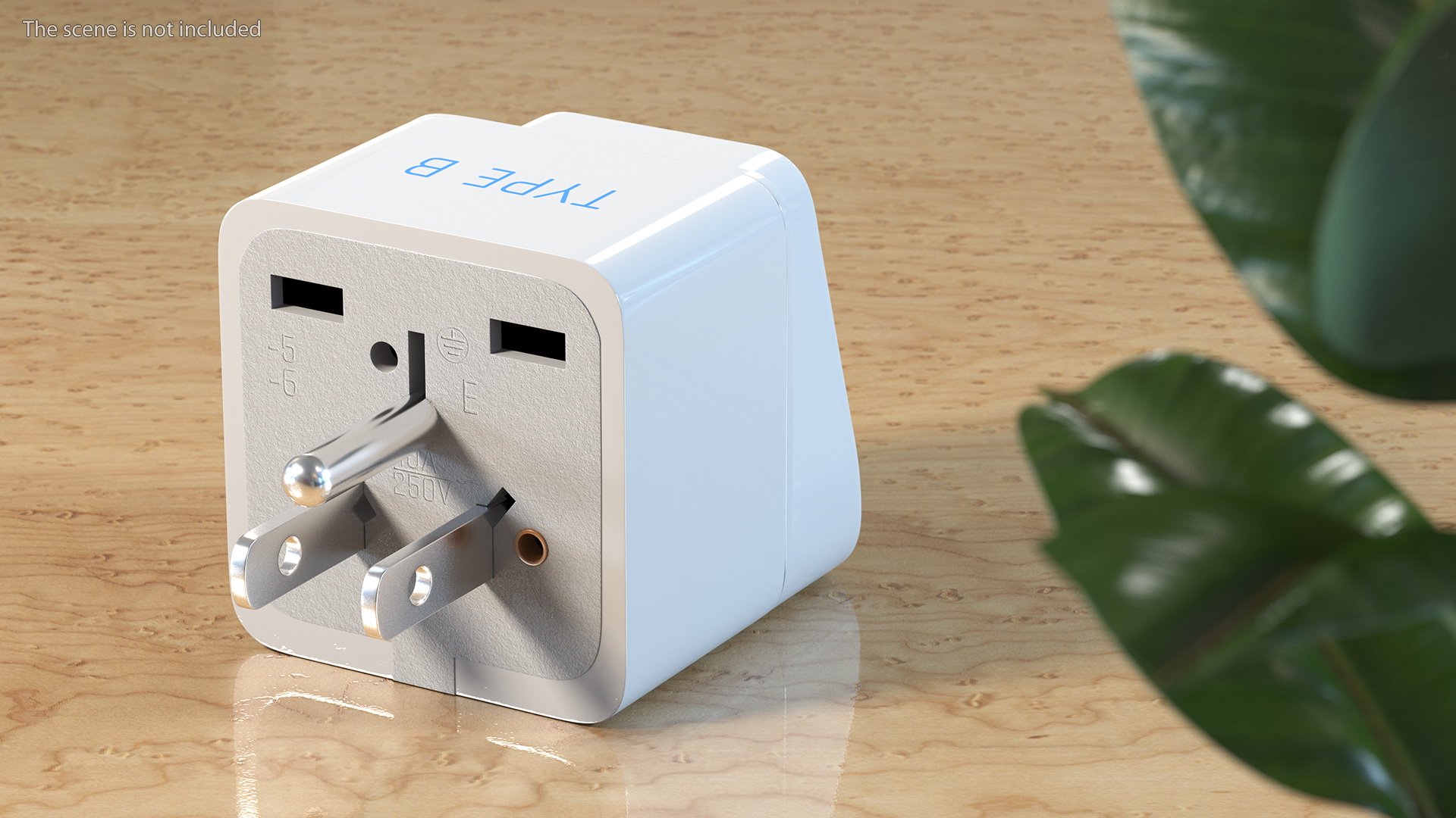 Type B Travel Plug Adapter White 3D