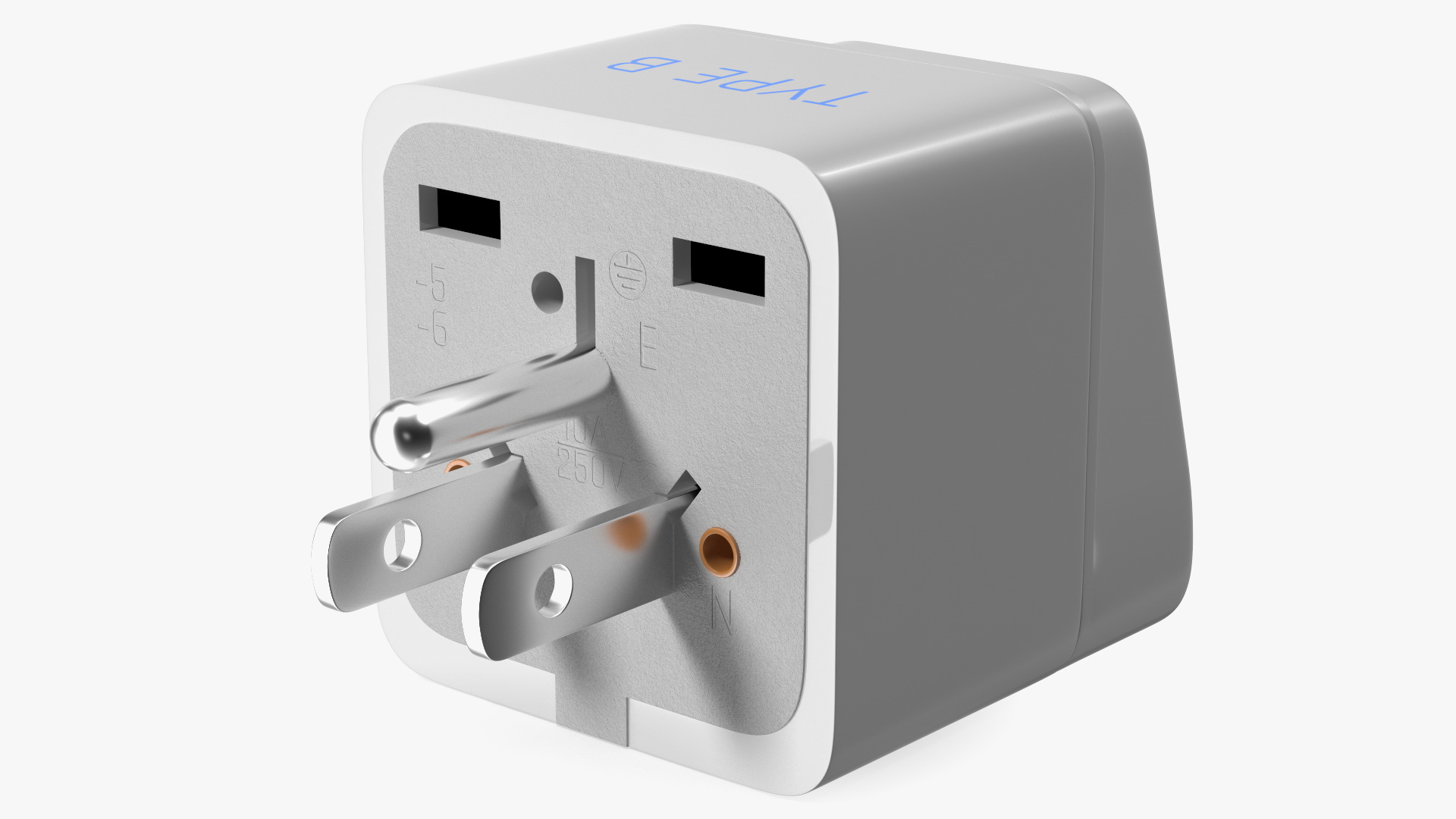 Type B Travel Plug Adapter White 3D