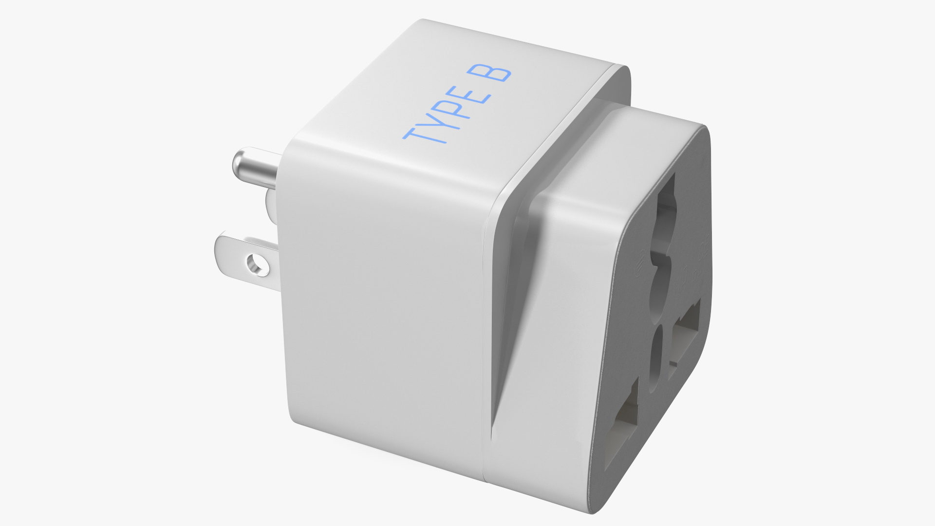 Type B Travel Plug Adapter White 3D