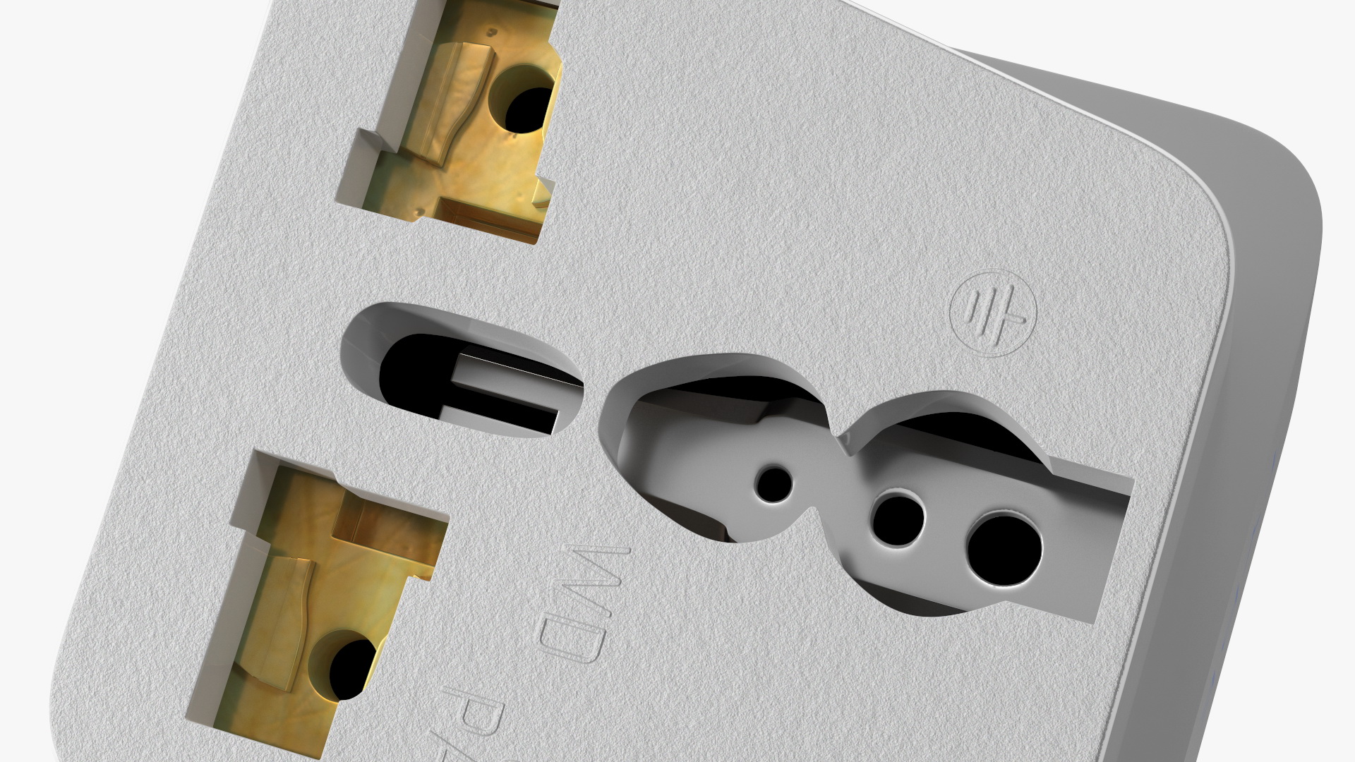 Type B Travel Plug Adapter White 3D