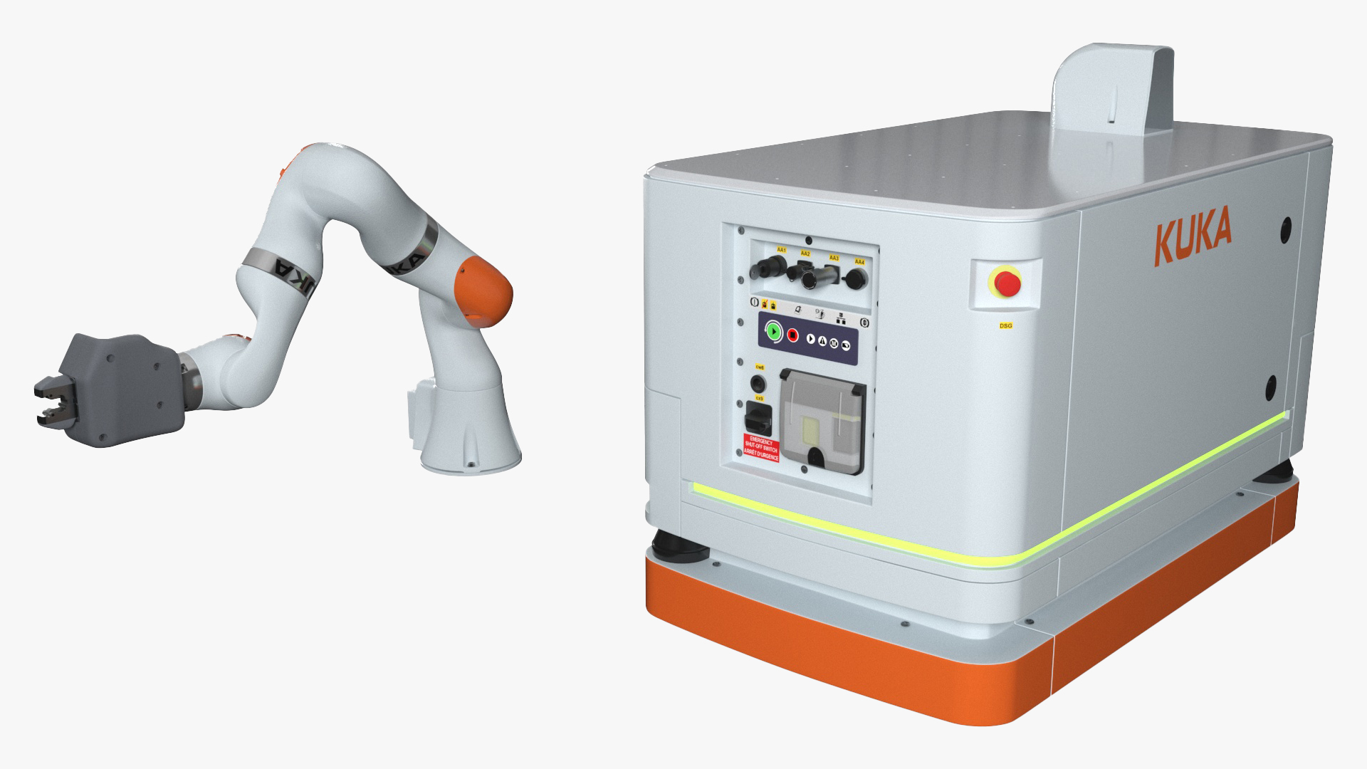 3D Autonomous Robot KUKA KMR Iiwa with Manipulator Rigged for Cinema 4D model