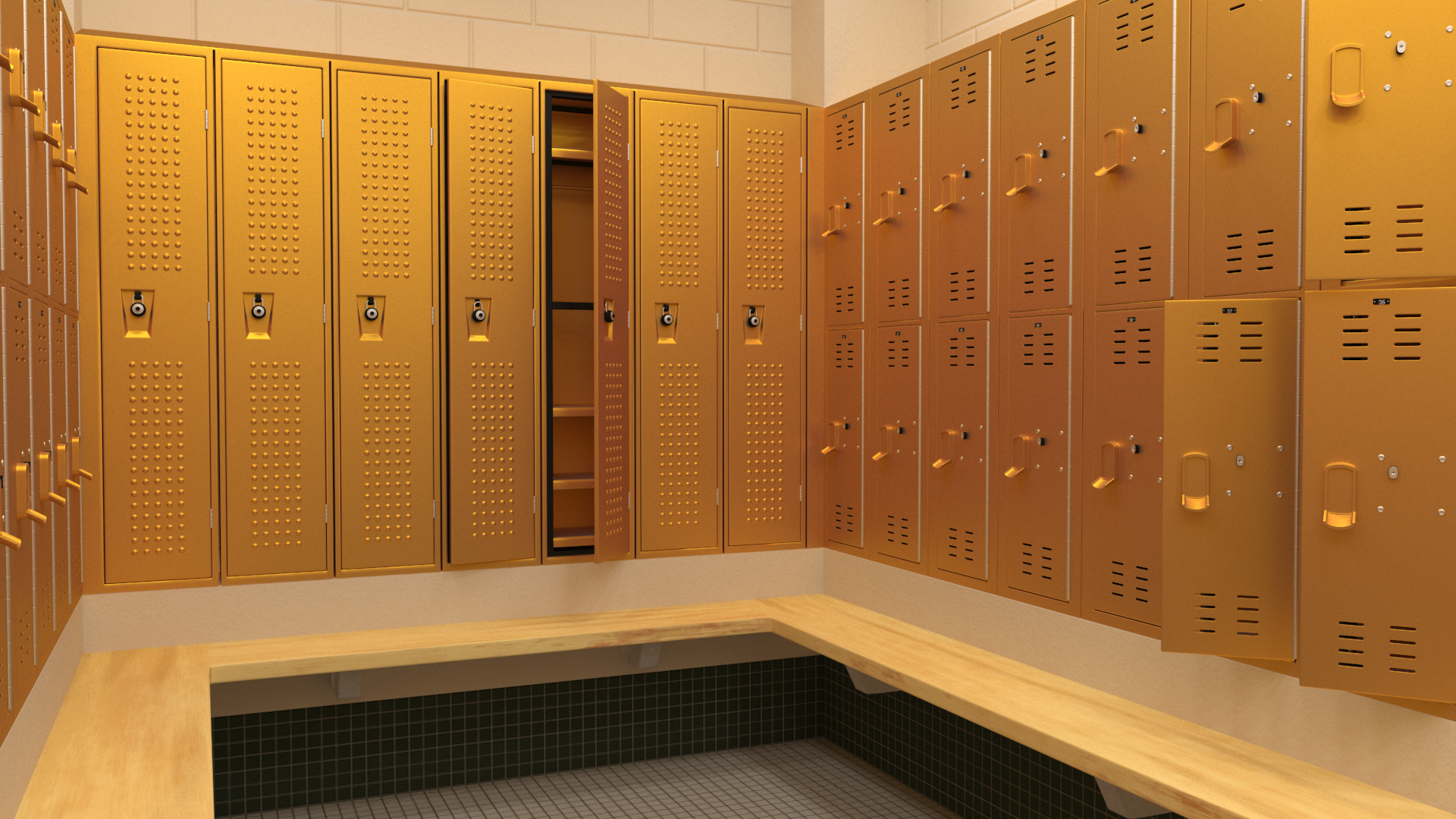 3D model Locker Room Design Yellow