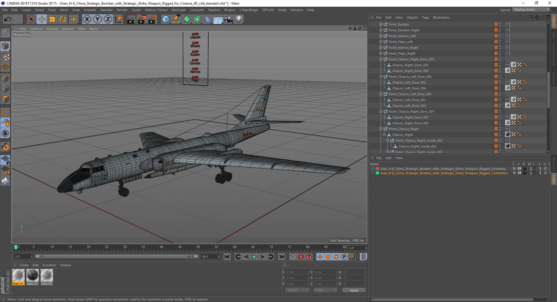 3D Xian H-6 China Strategic Bomber with Strategic Strike Weapon Rigged for Cinema 4D
