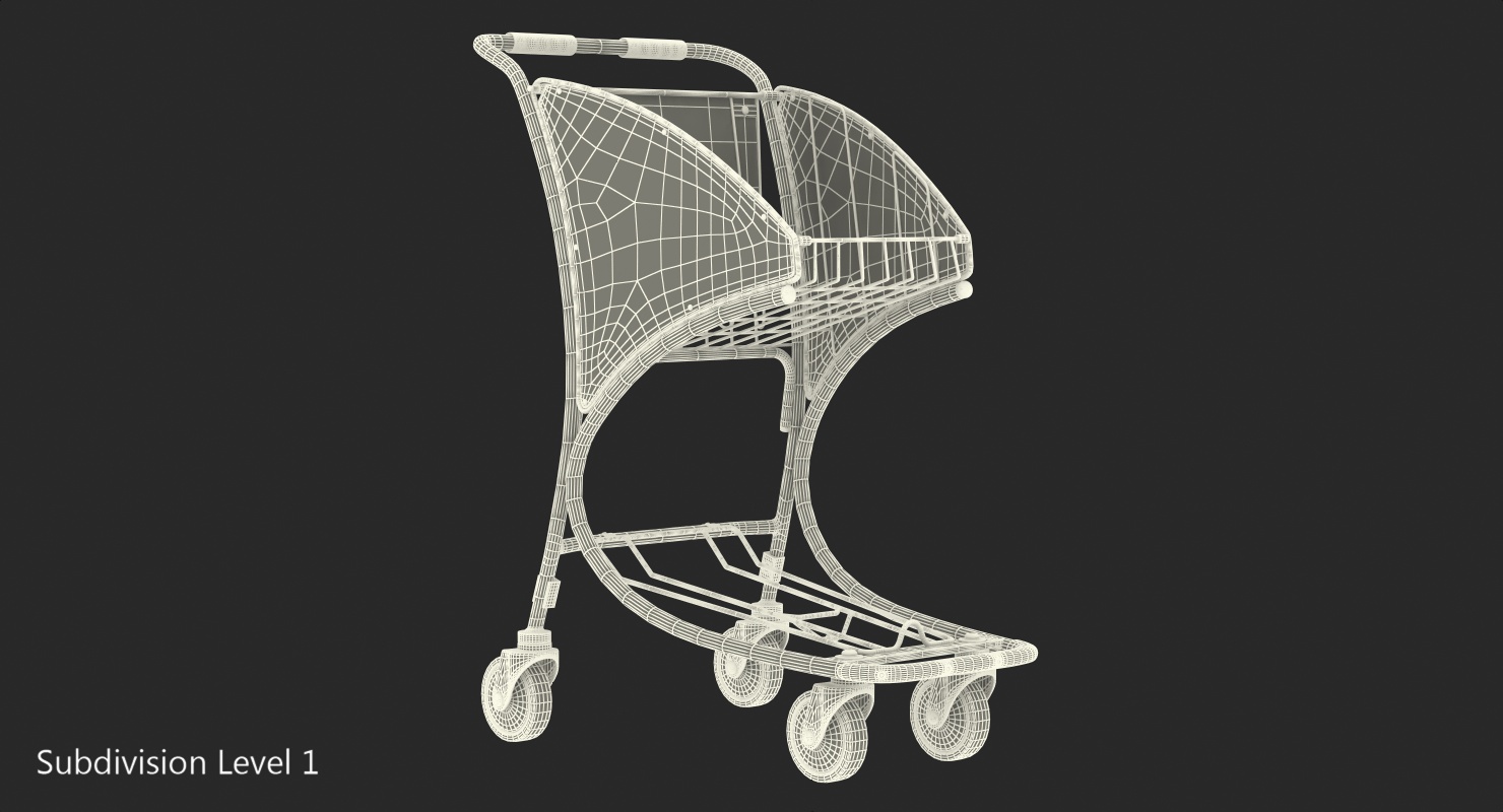 3D Airport Trolley Cart Empty