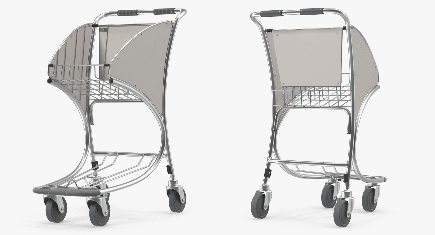 3D Airport Trolley Cart Empty