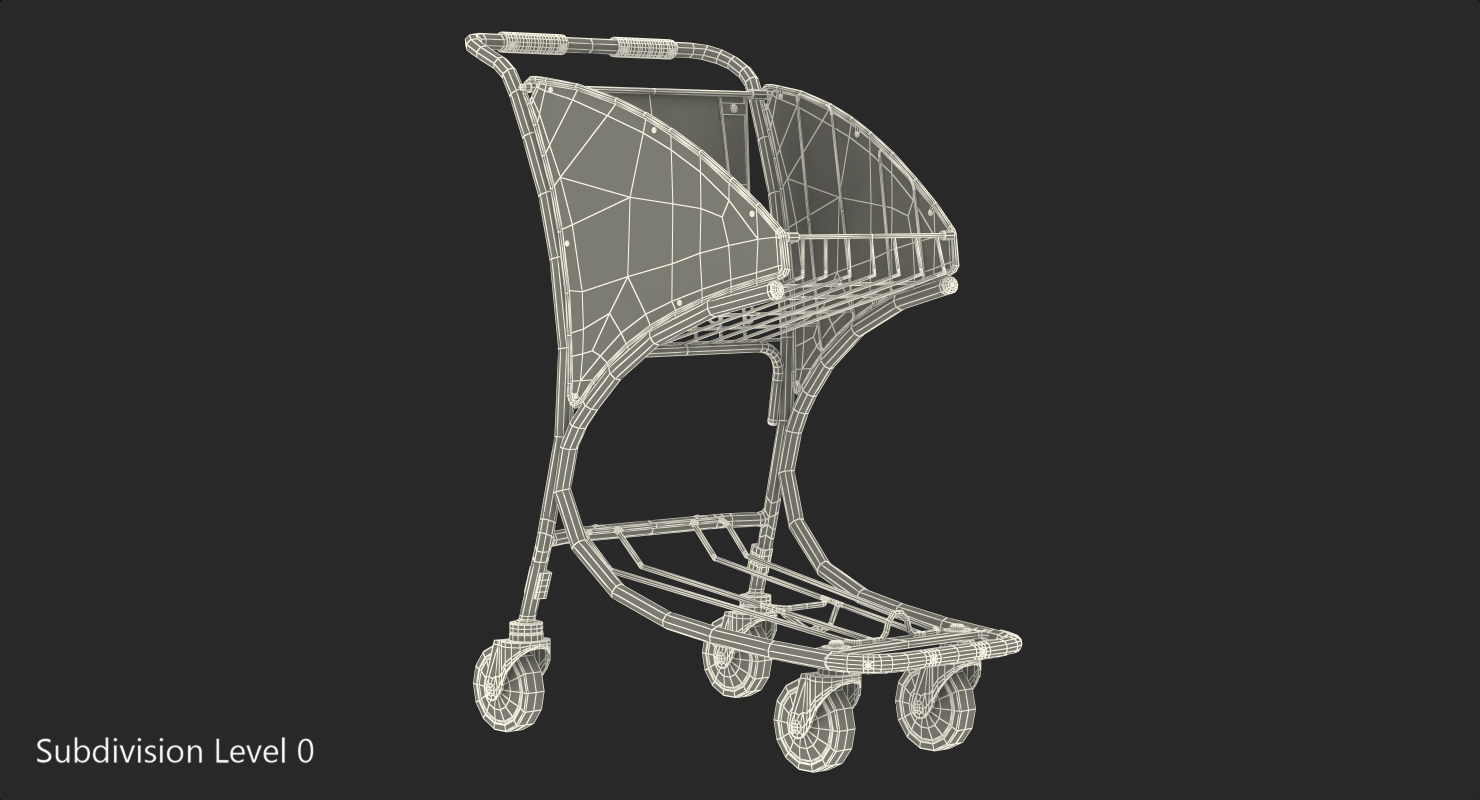 3D Airport Trolley Cart Empty
