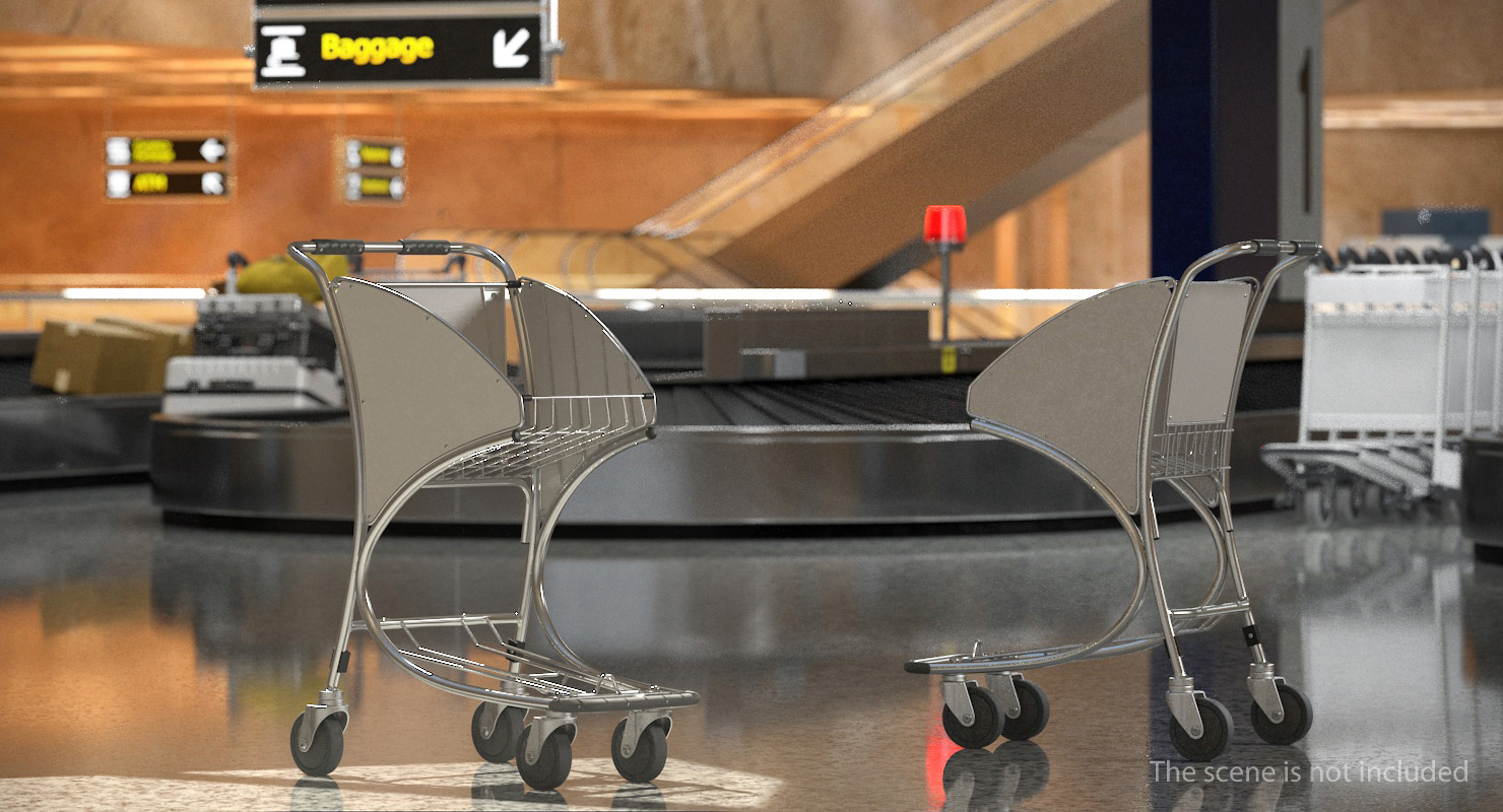 3D Airport Trolley Cart Empty