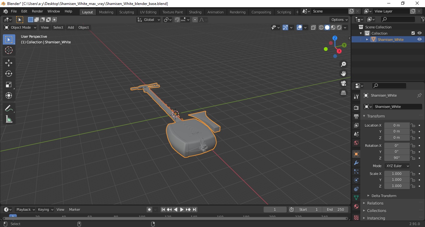 Shamisen White 3D model