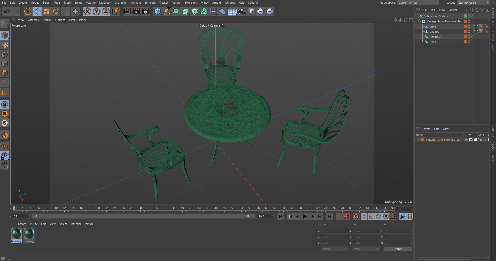 Vintage Patio Furniture Set 3D