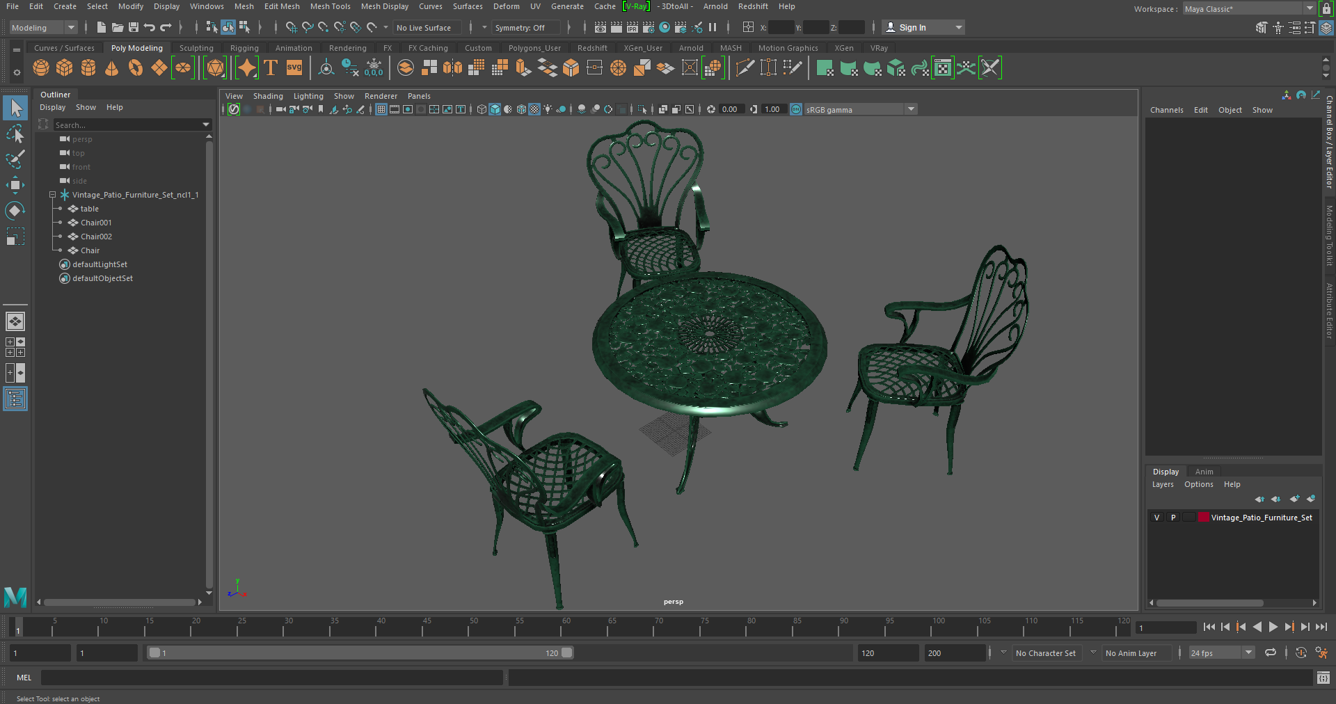 Vintage Patio Furniture Set 3D