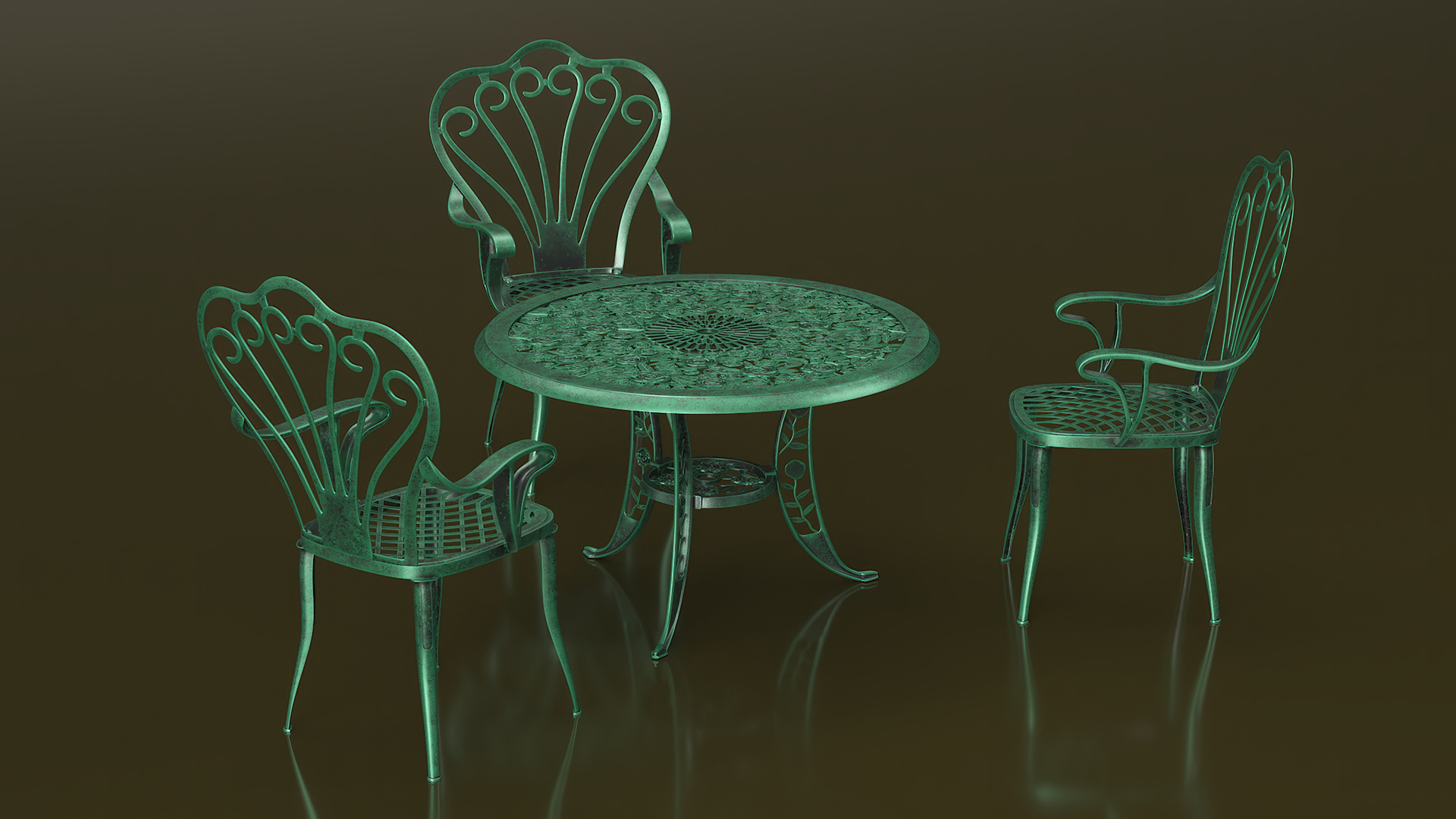 Vintage Patio Furniture Set 3D