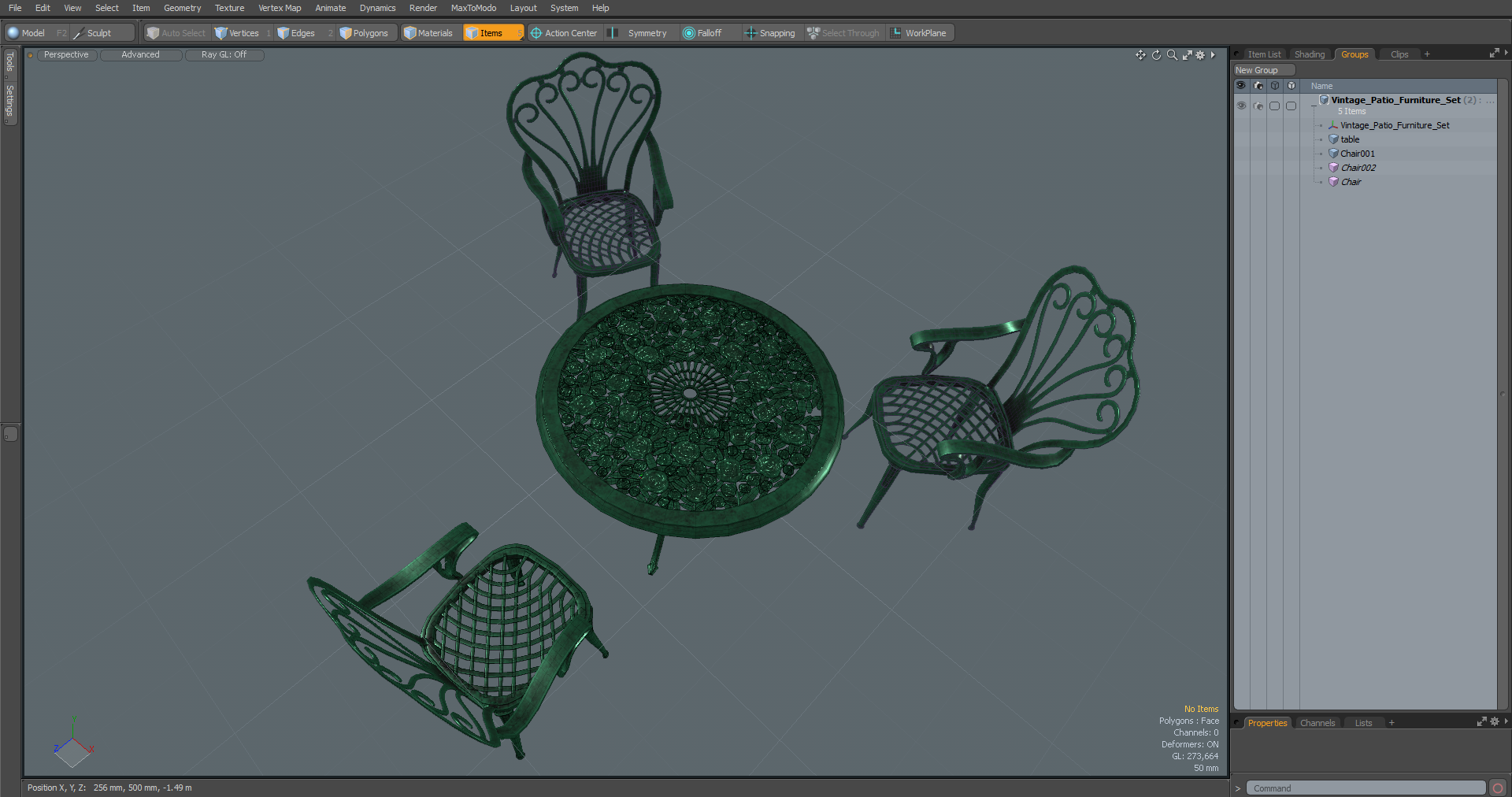 Vintage Patio Furniture Set 3D