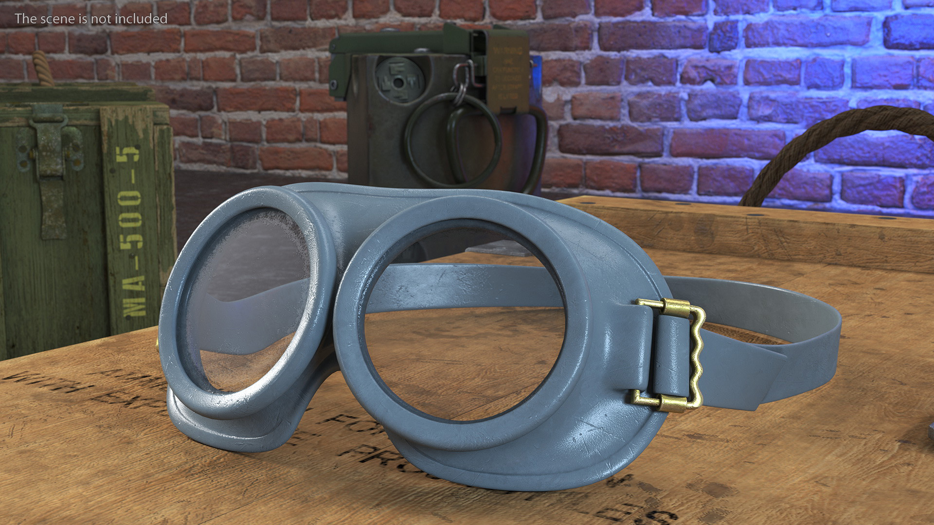 3D NATO Grey Military Rubber Goggles model