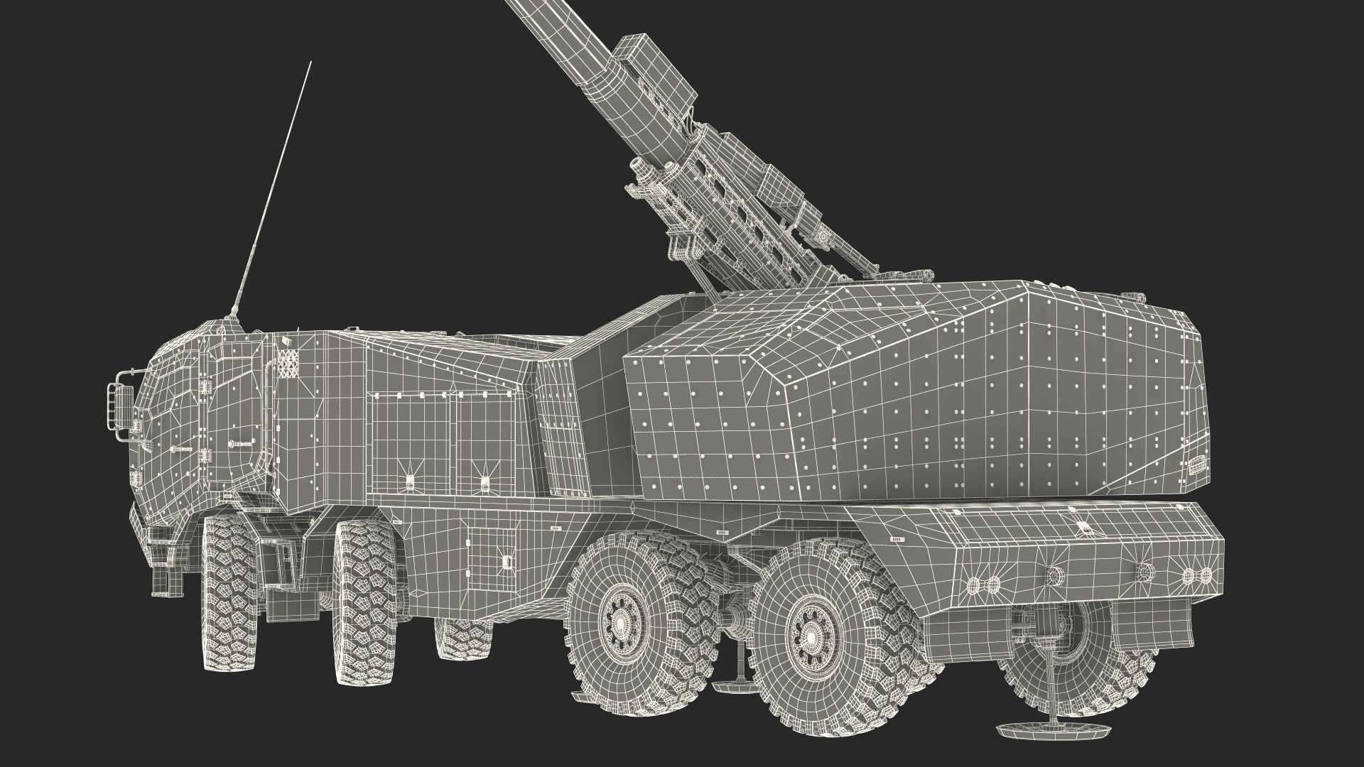 3D model Morana Self-Propelled Howitzer Gun Rigged for Maya