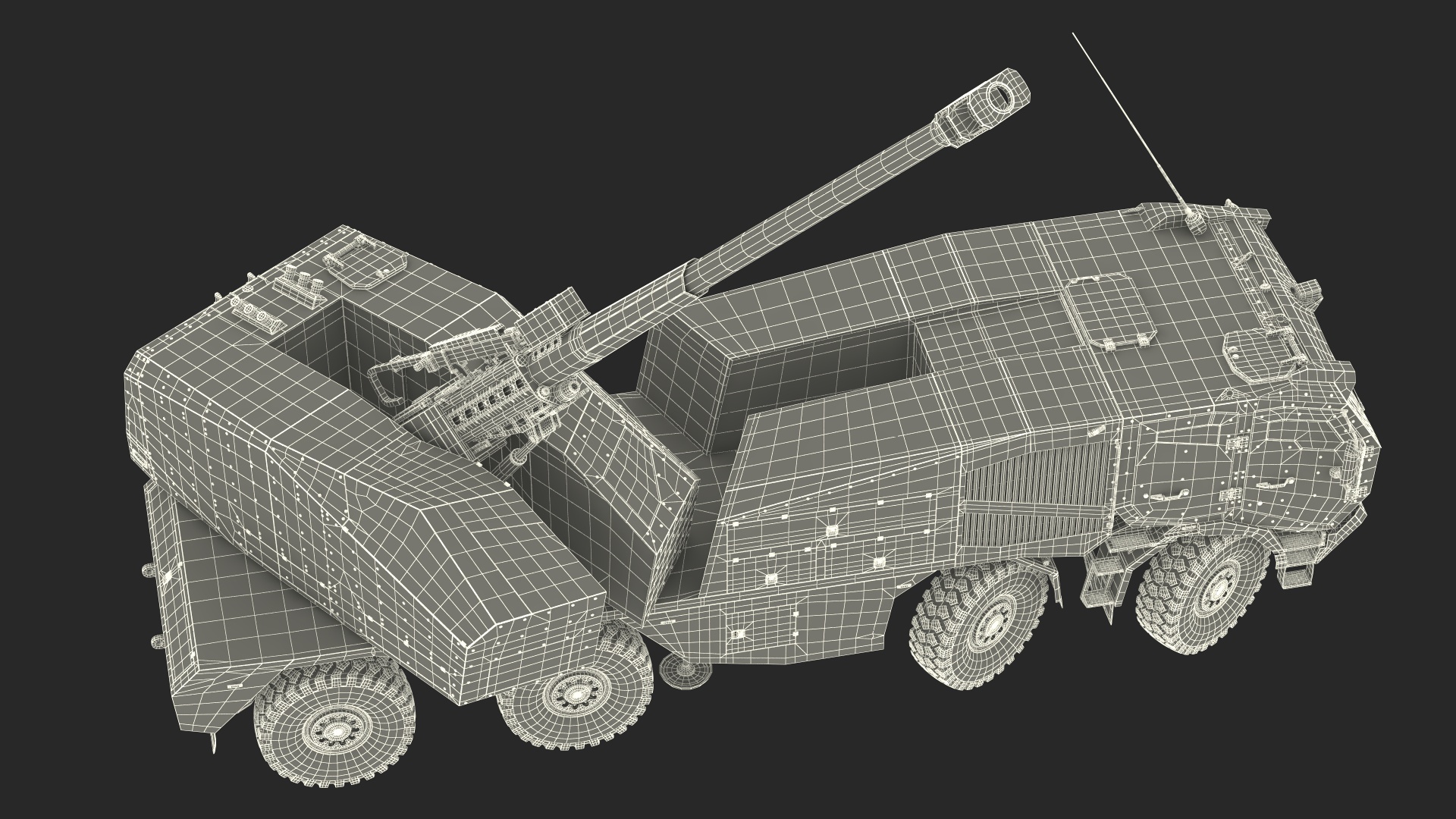 3D model Morana Self-Propelled Howitzer Gun Rigged for Maya