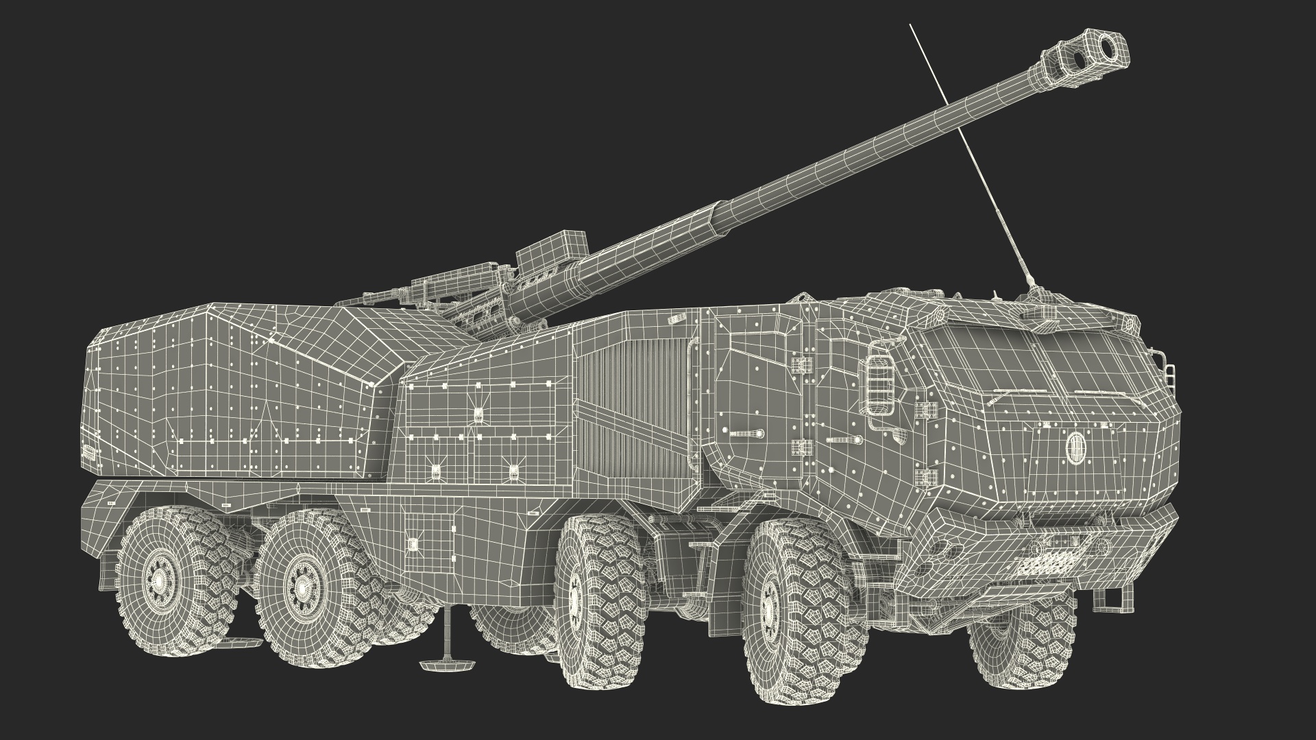 3D model Morana Self-Propelled Howitzer Gun Rigged for Maya