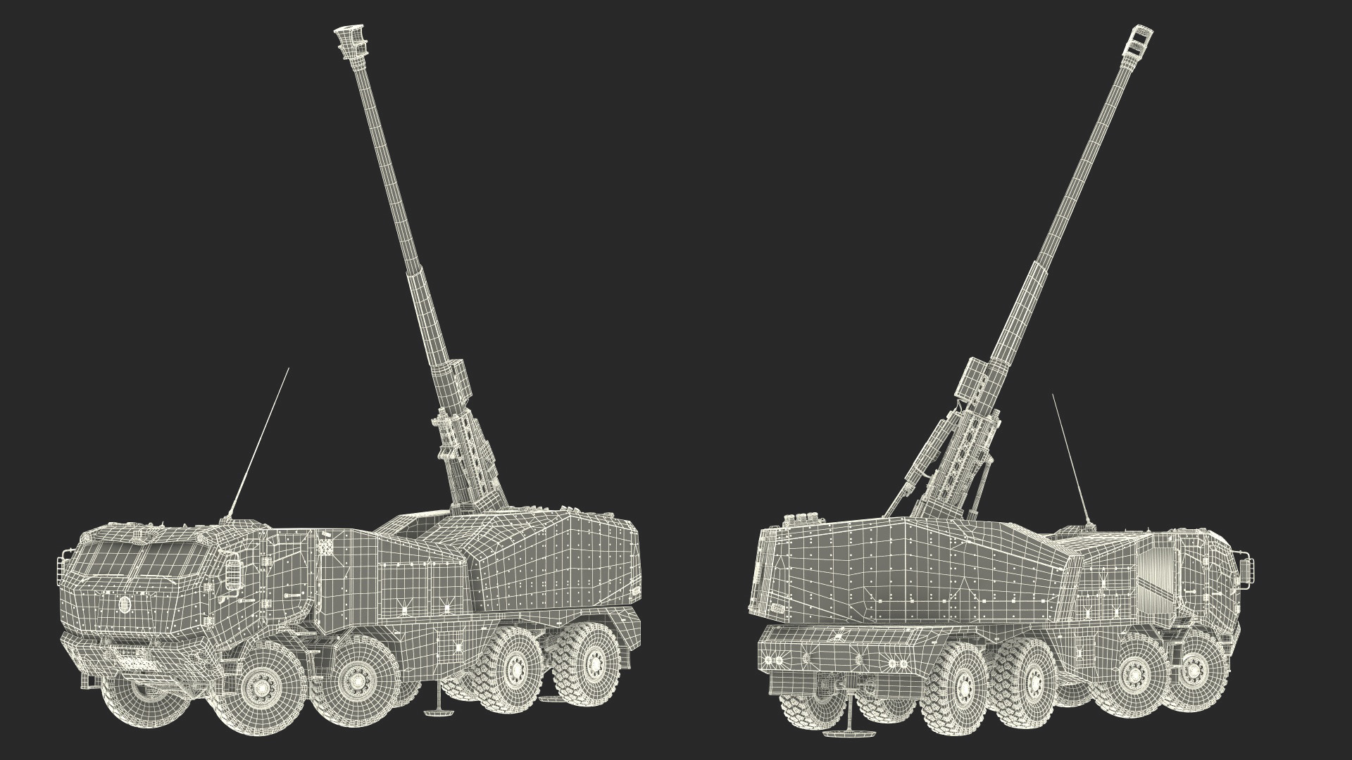3D model Morana Self-Propelled Howitzer Gun Rigged for Maya