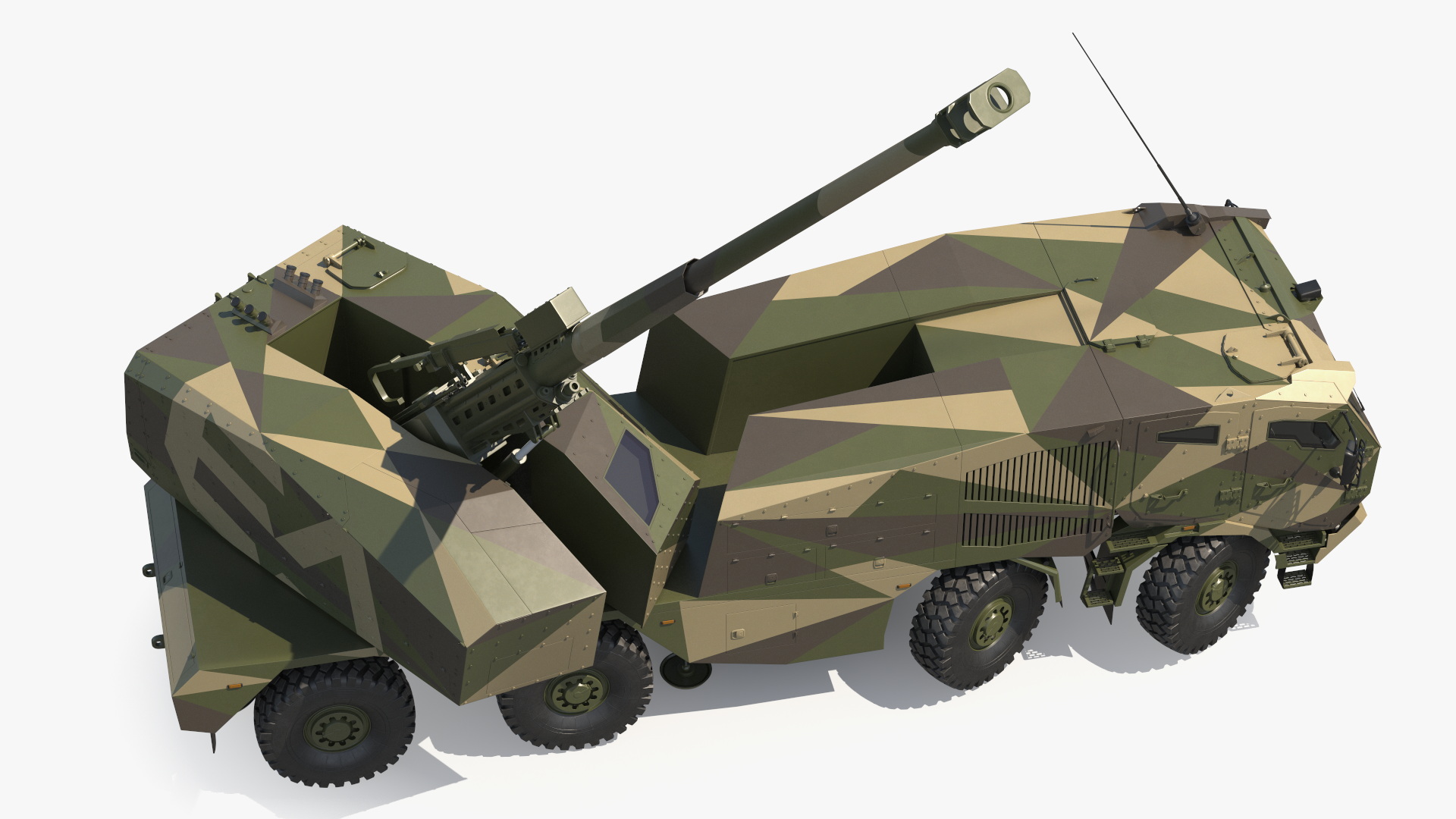 3D model Morana Self-Propelled Howitzer Gun Rigged for Maya