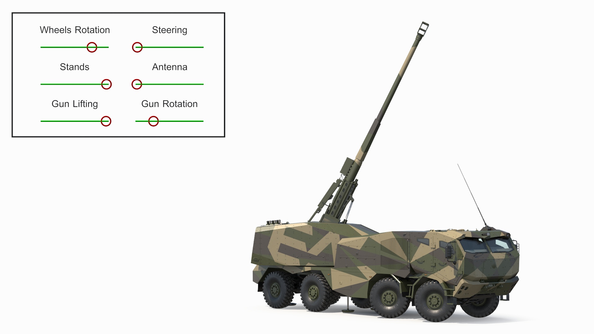 3D model Morana Self-Propelled Howitzer Gun Rigged for Maya