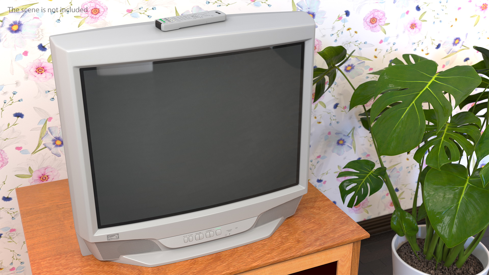 3D Vintage 00s CRT TV with IR Control Off model
