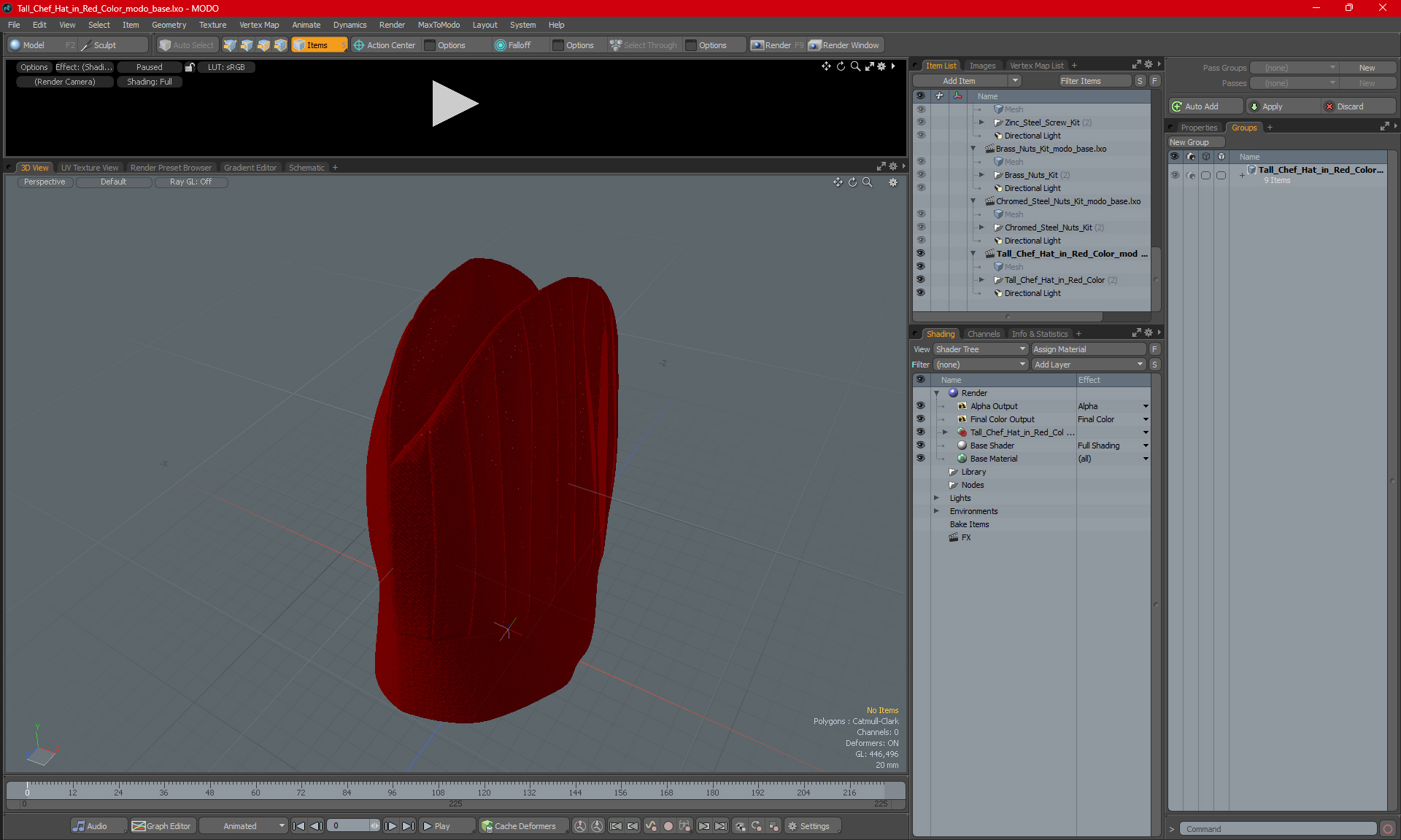 3D Tall Chef Hat in Red Color