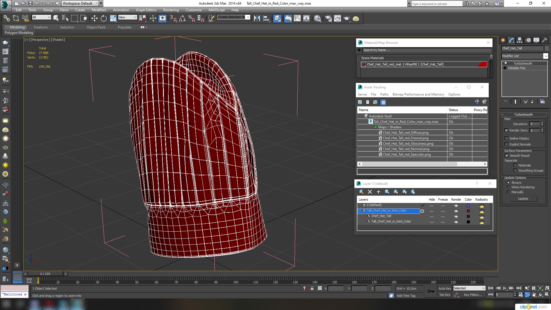 3D Tall Chef Hat in Red Color