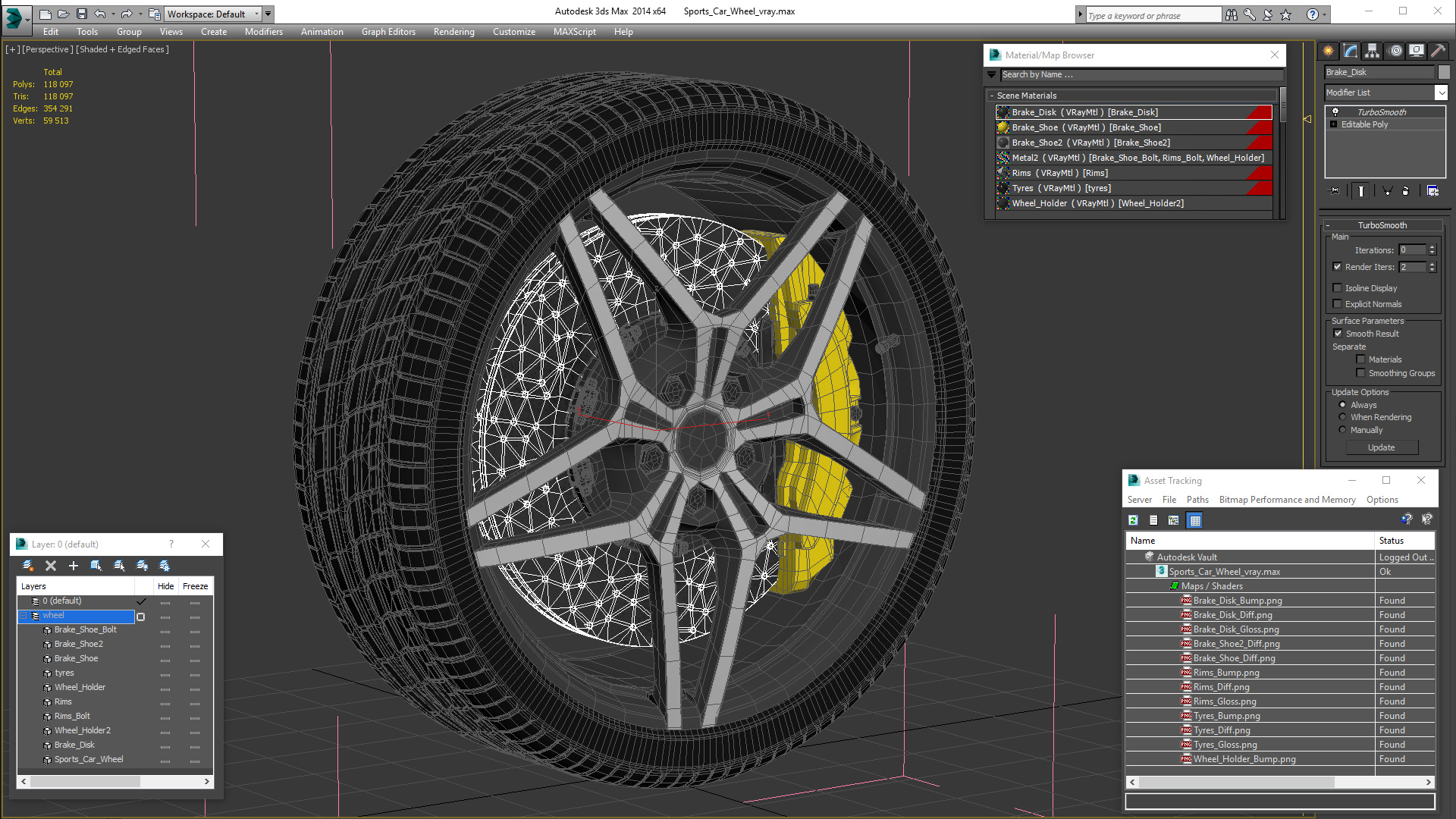 3D Sports Car Wheel